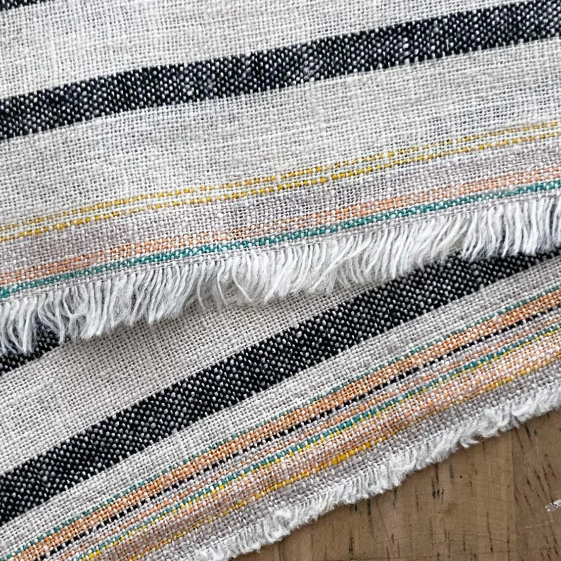 cotton linen mix with colorful selvages