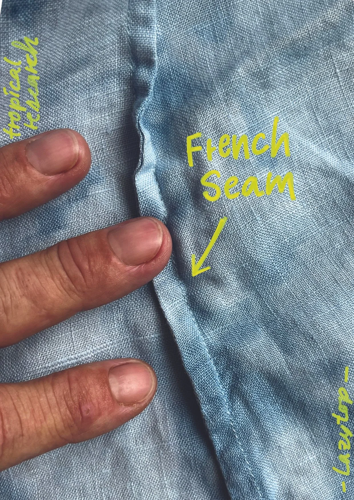 French Seam seen from the inside of a garment