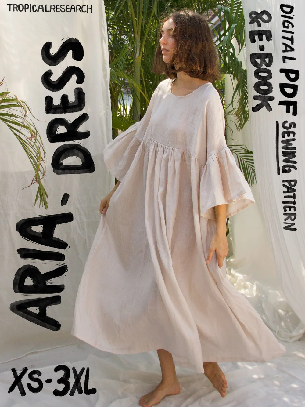 smock dress pattern Long Sleeve Maxi Beginner Sewing Rosys Patterns Indigo has a bodice shaped with bust darts Pearl Midi Smock Dress Bonus