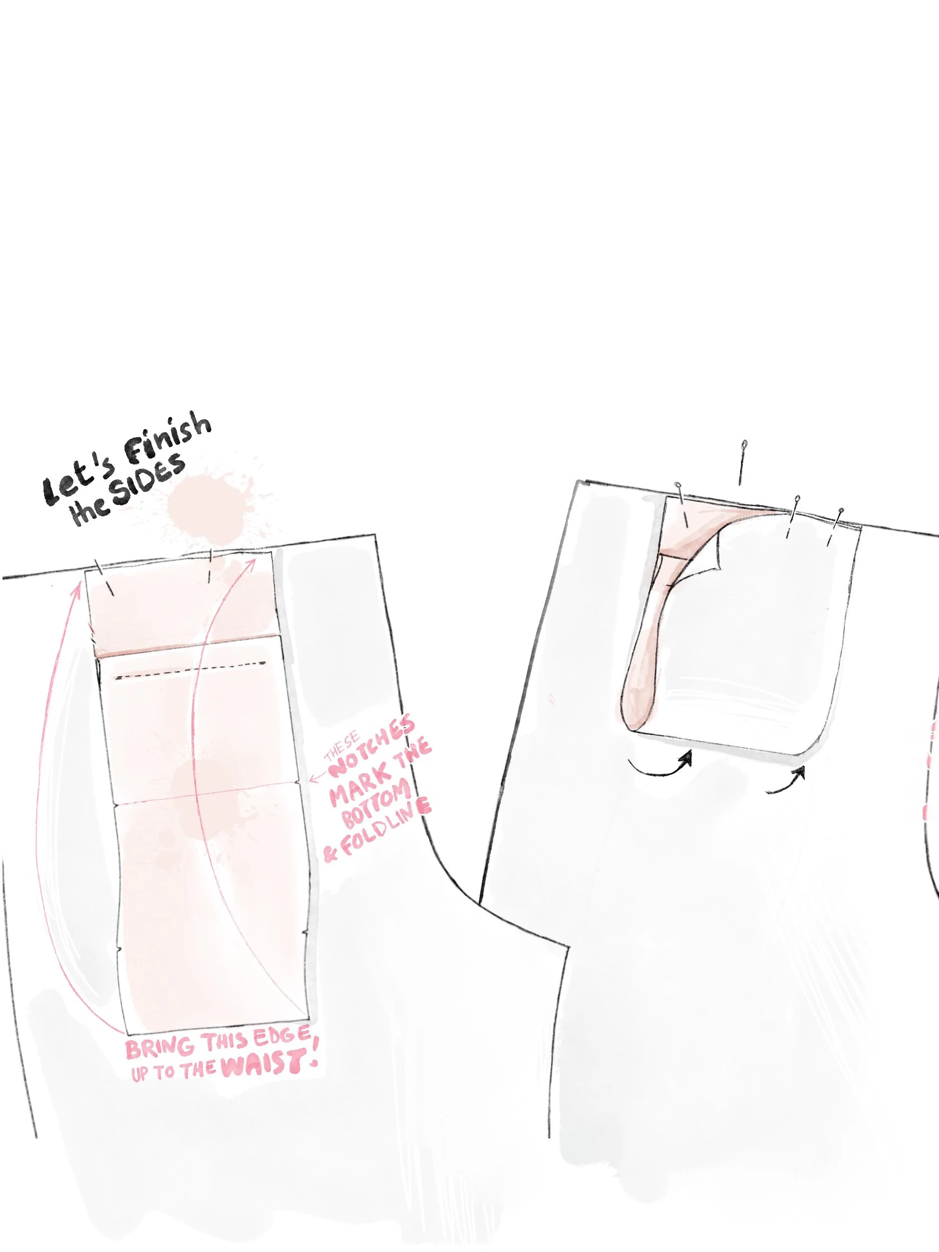 welted pocket tutorial illustration