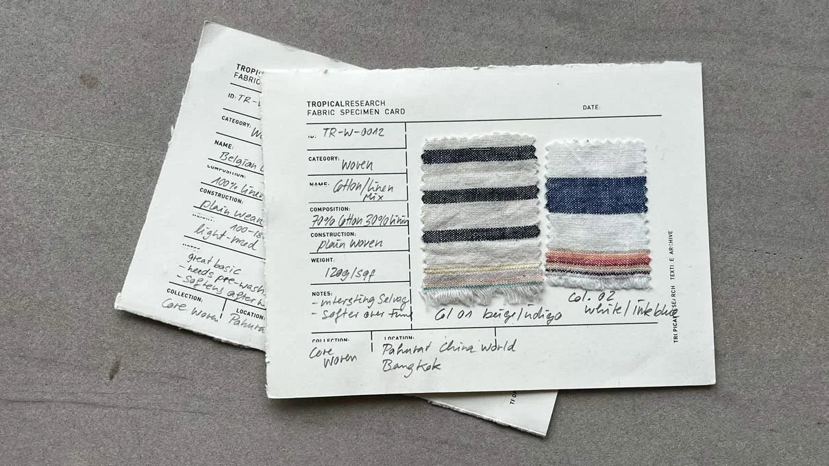 fabric sample cards - woven linen