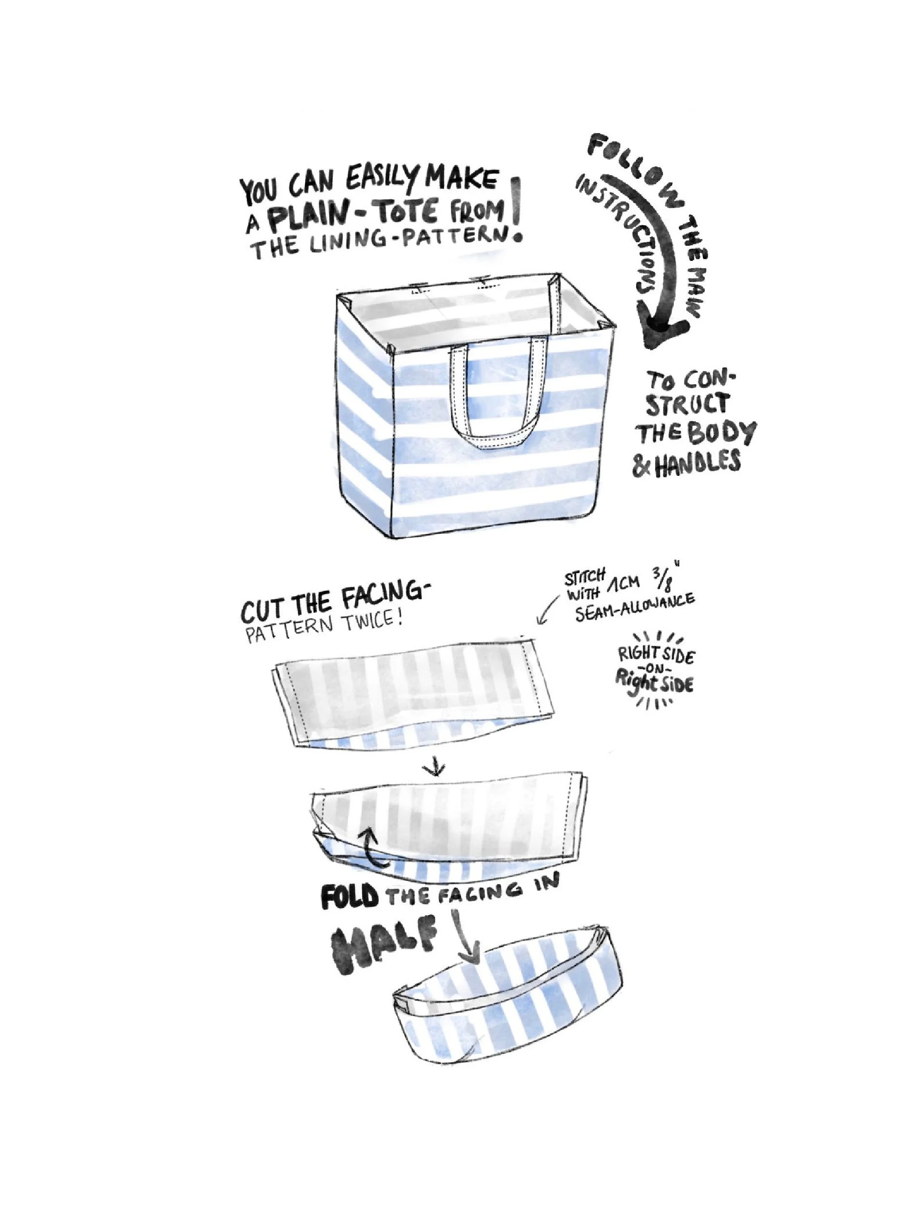 cozy tote plain version " beach bag" illustration