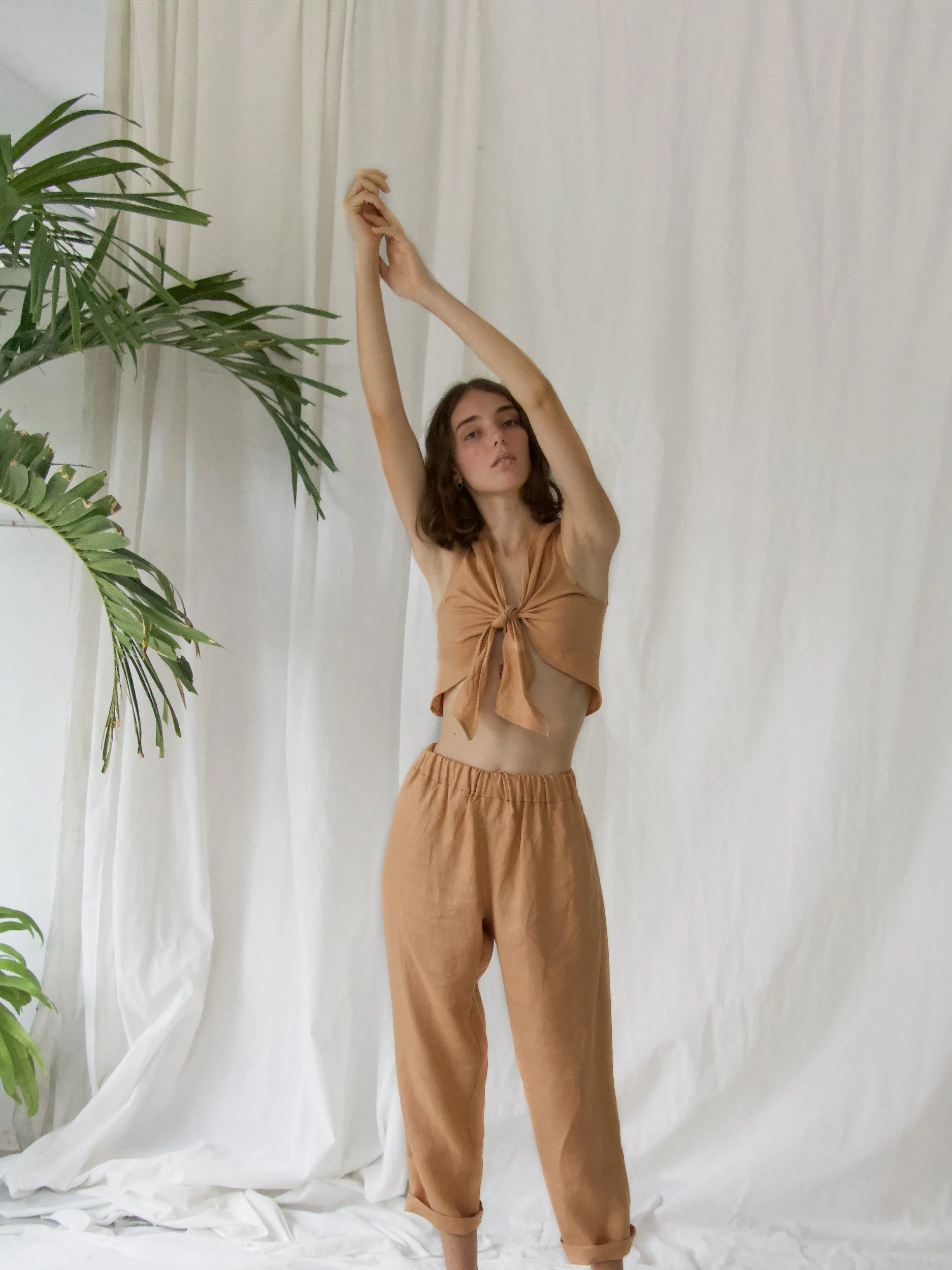 knot top and lay pants in linen