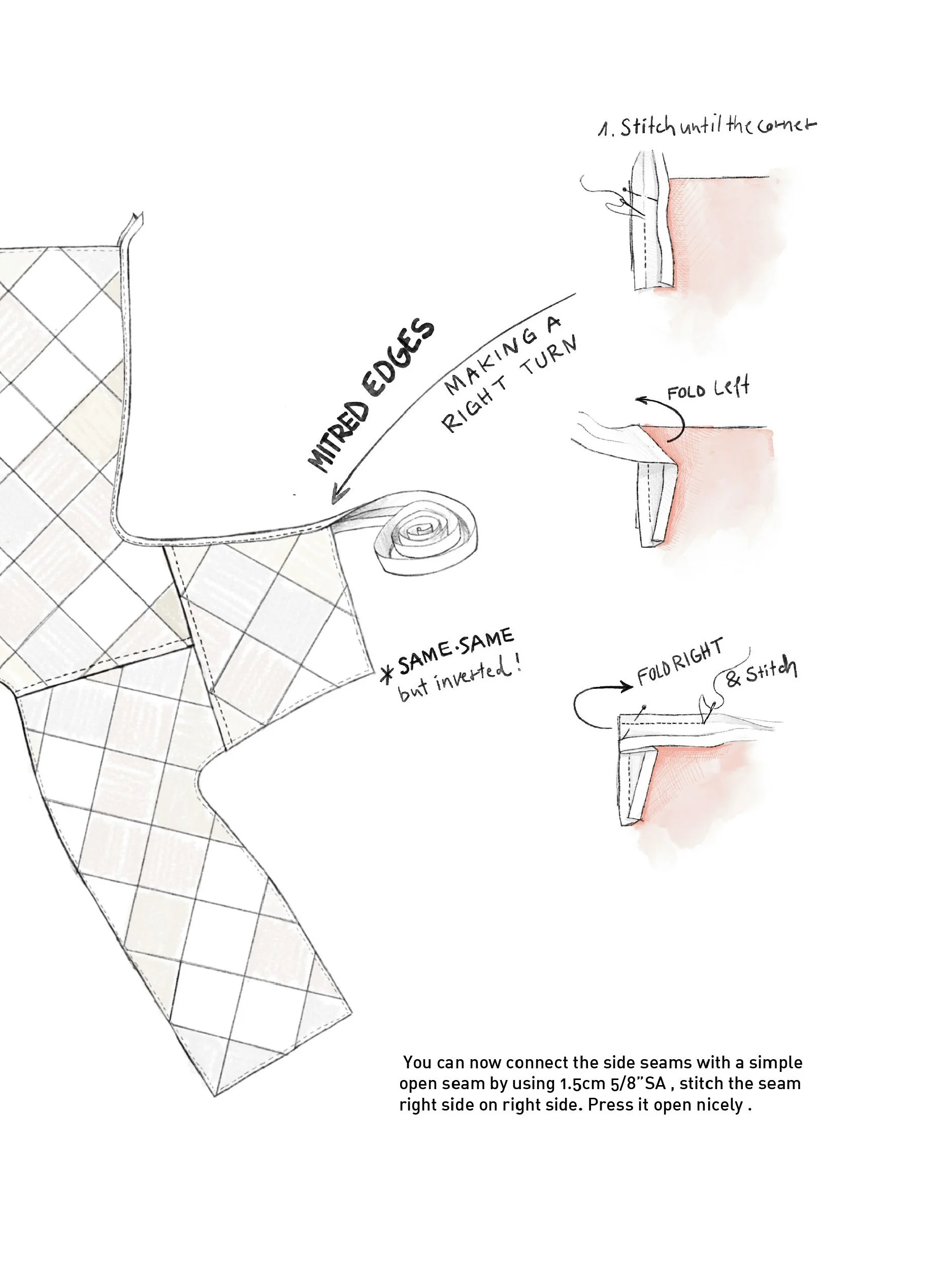 cozy coat tutorial illustration : quilting