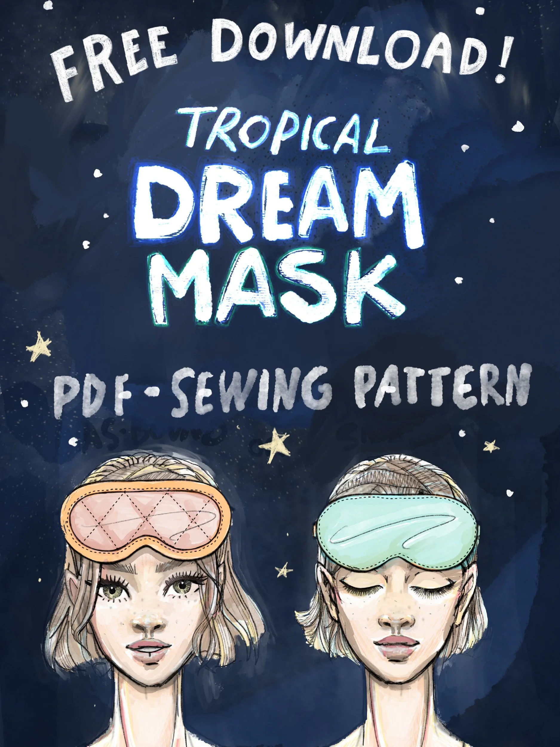 free tropical dream/ sleep mask pdf sewing pattern cover