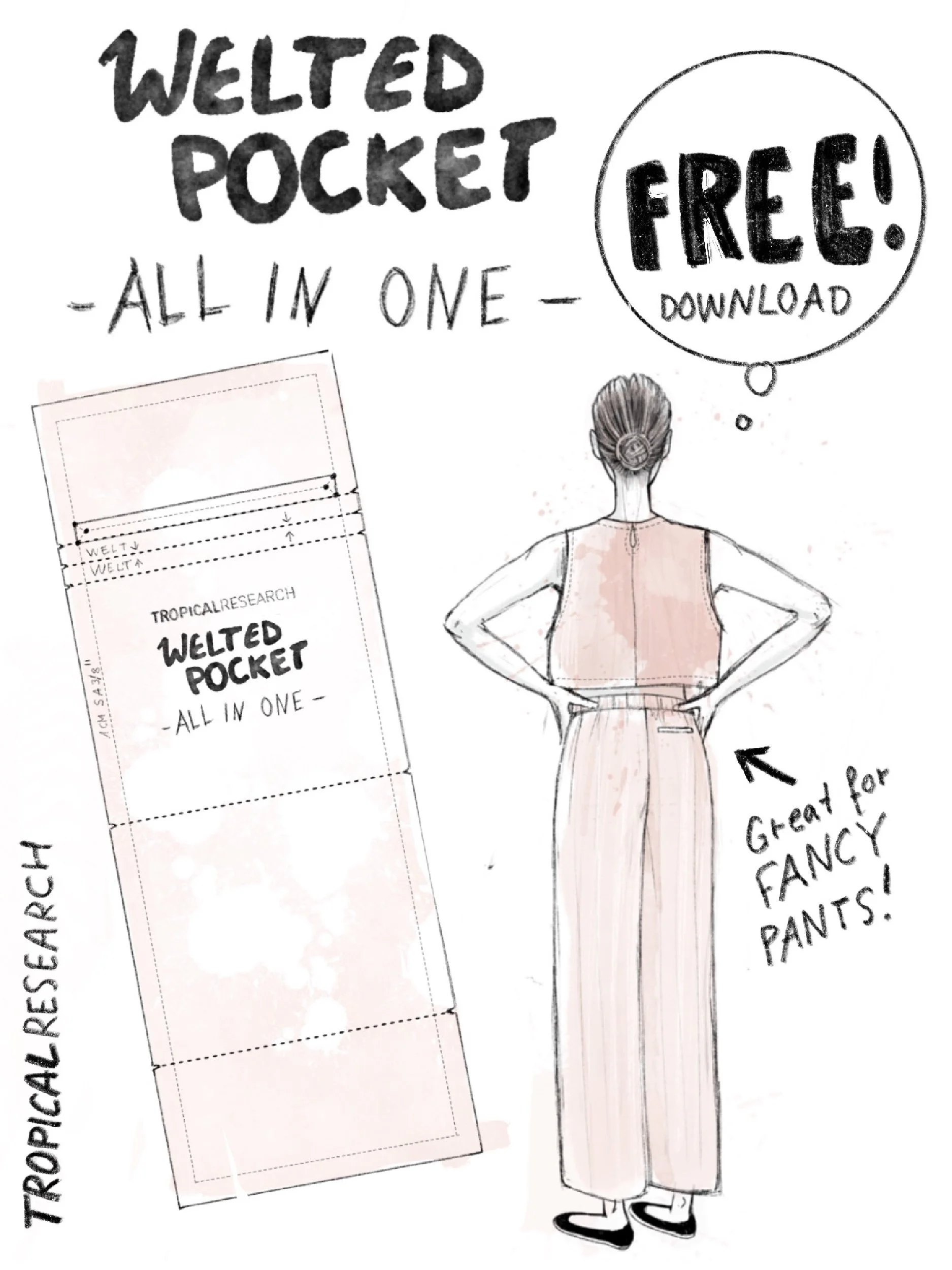 free welted pocket pdf pattern cover image