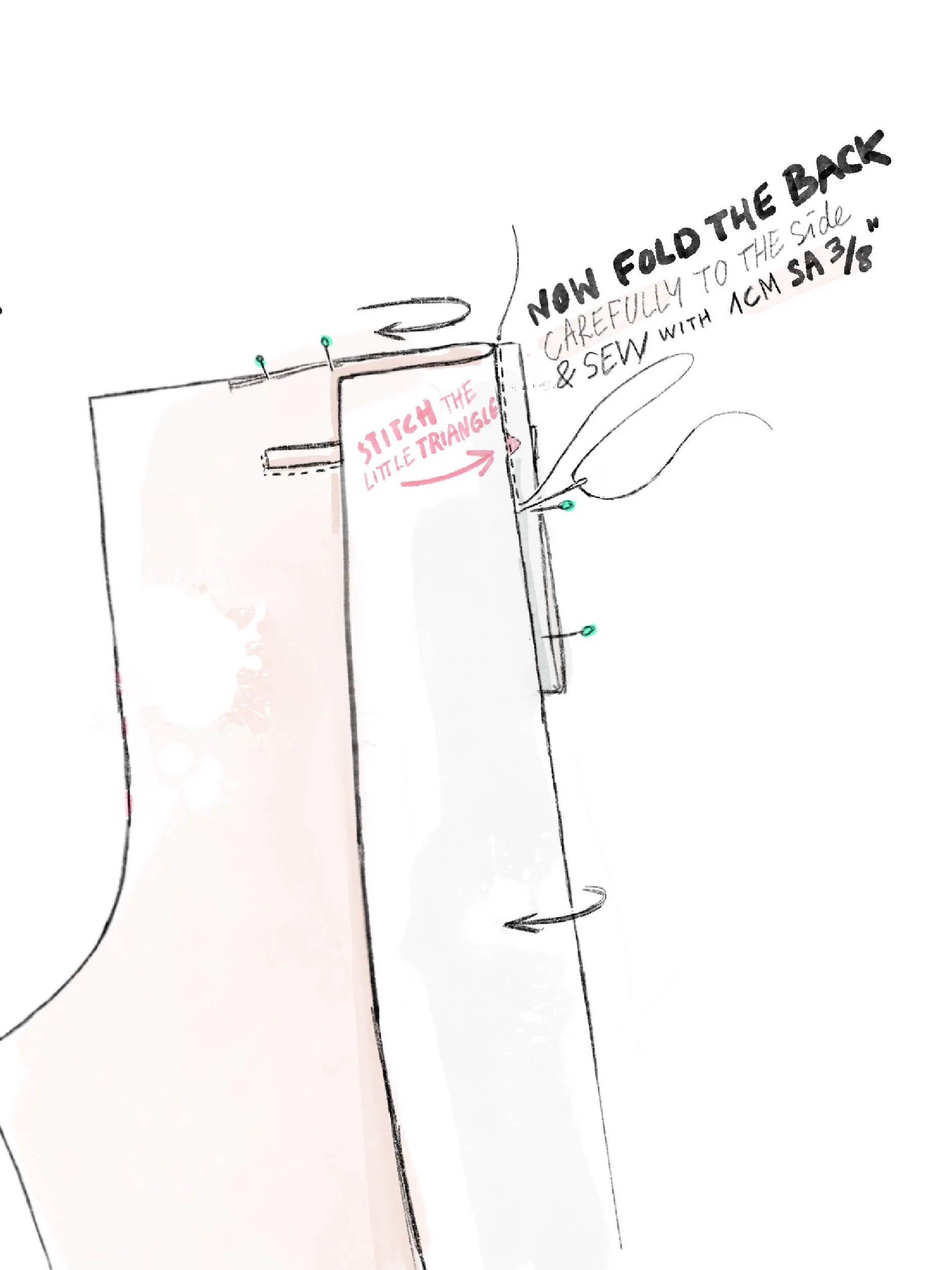 welted pocket tutorial illustration