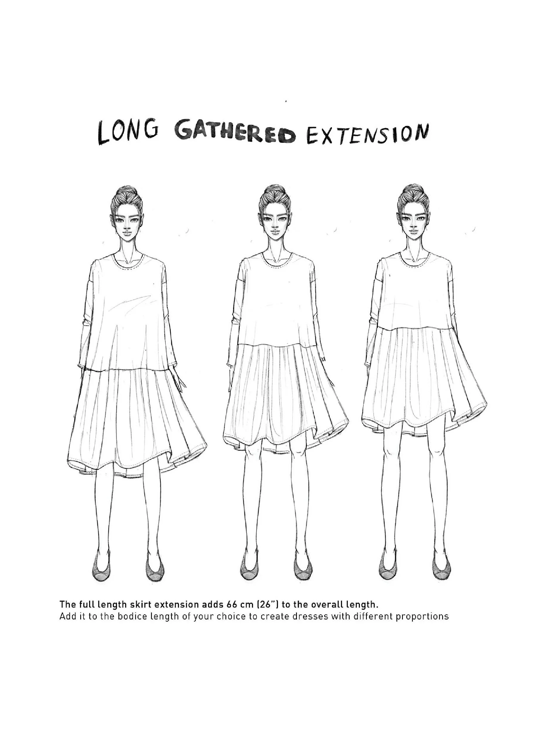 lazy top illustration : long gathered extension for dresses