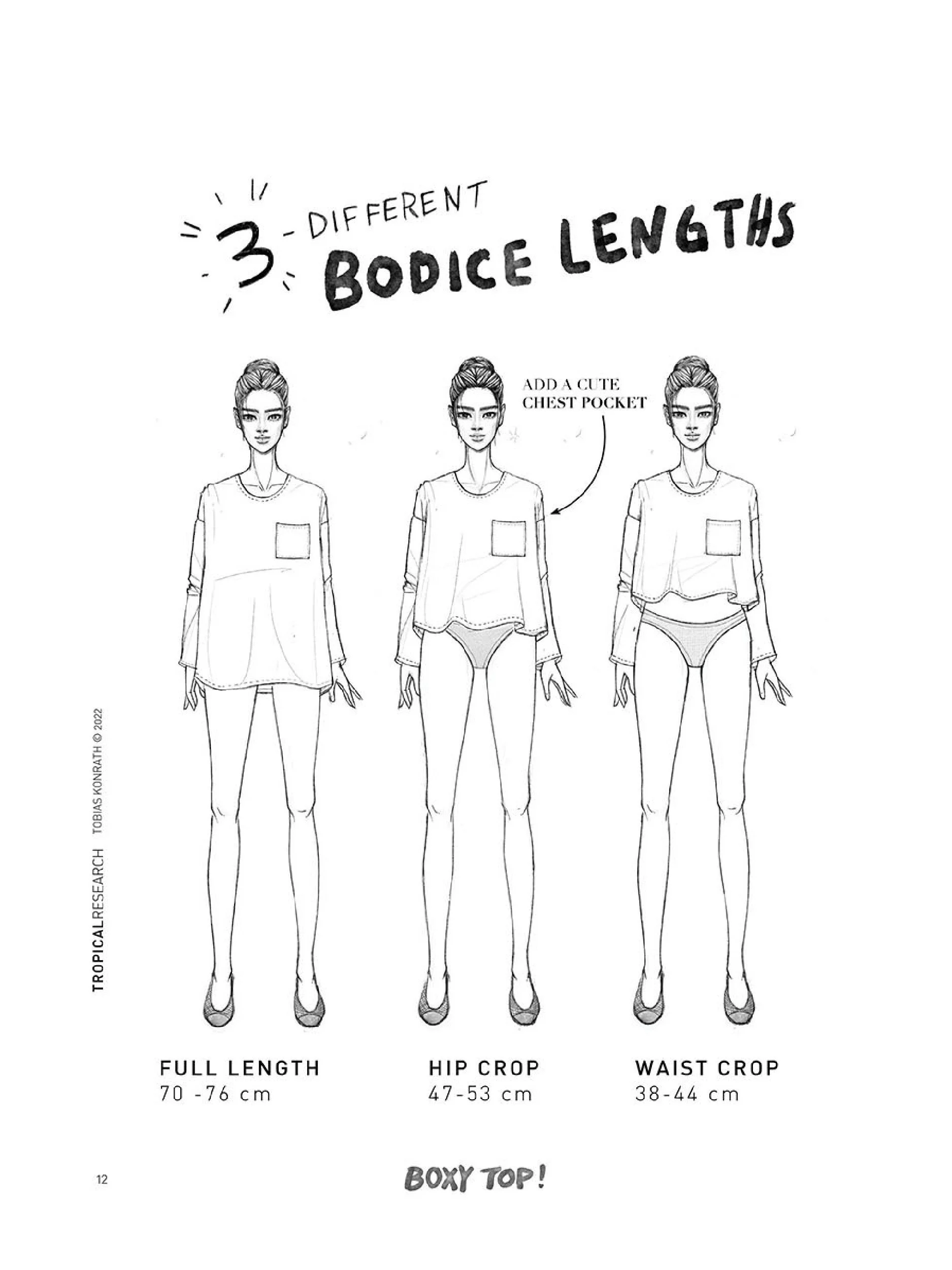 lazy top illustration : 3 bodice lengths