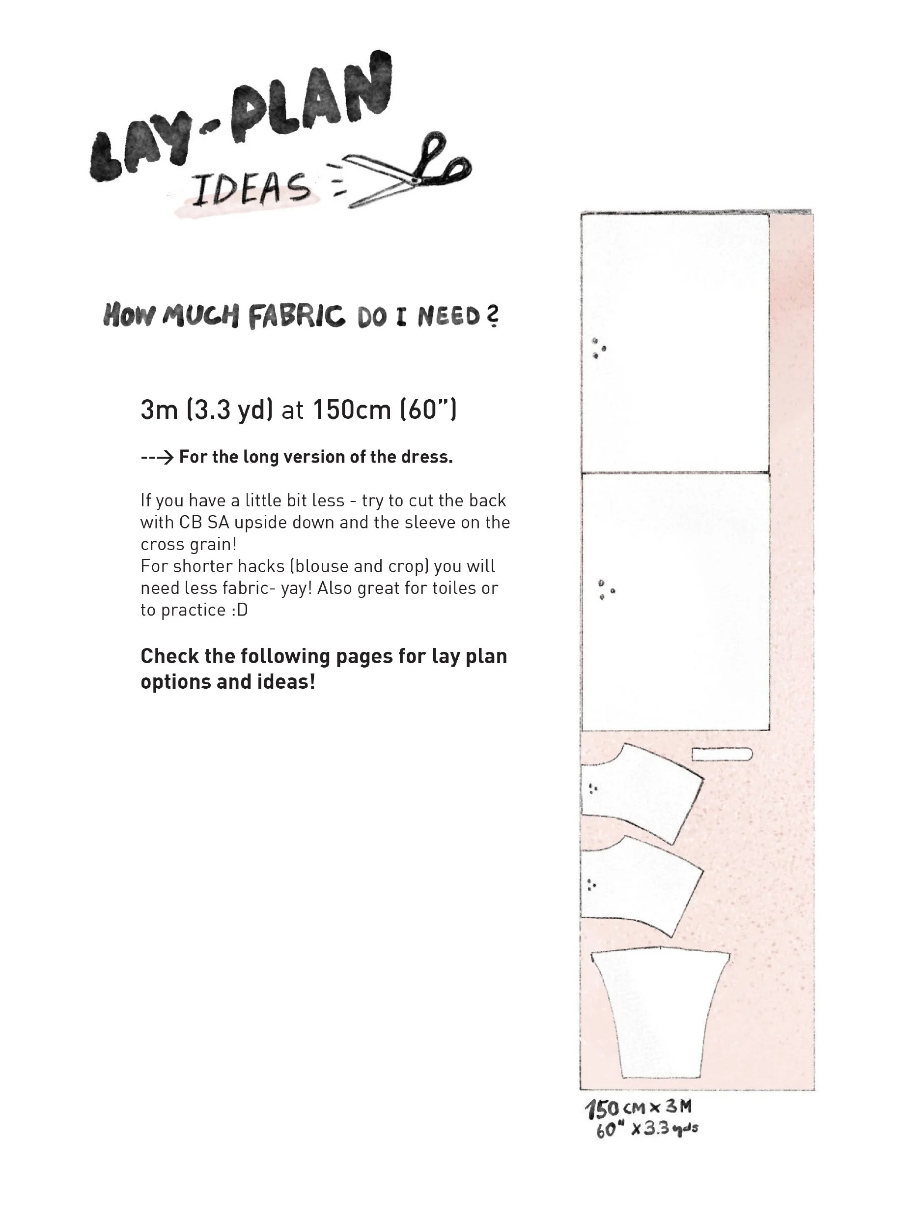 baby doll dress cutting layout and material consumption