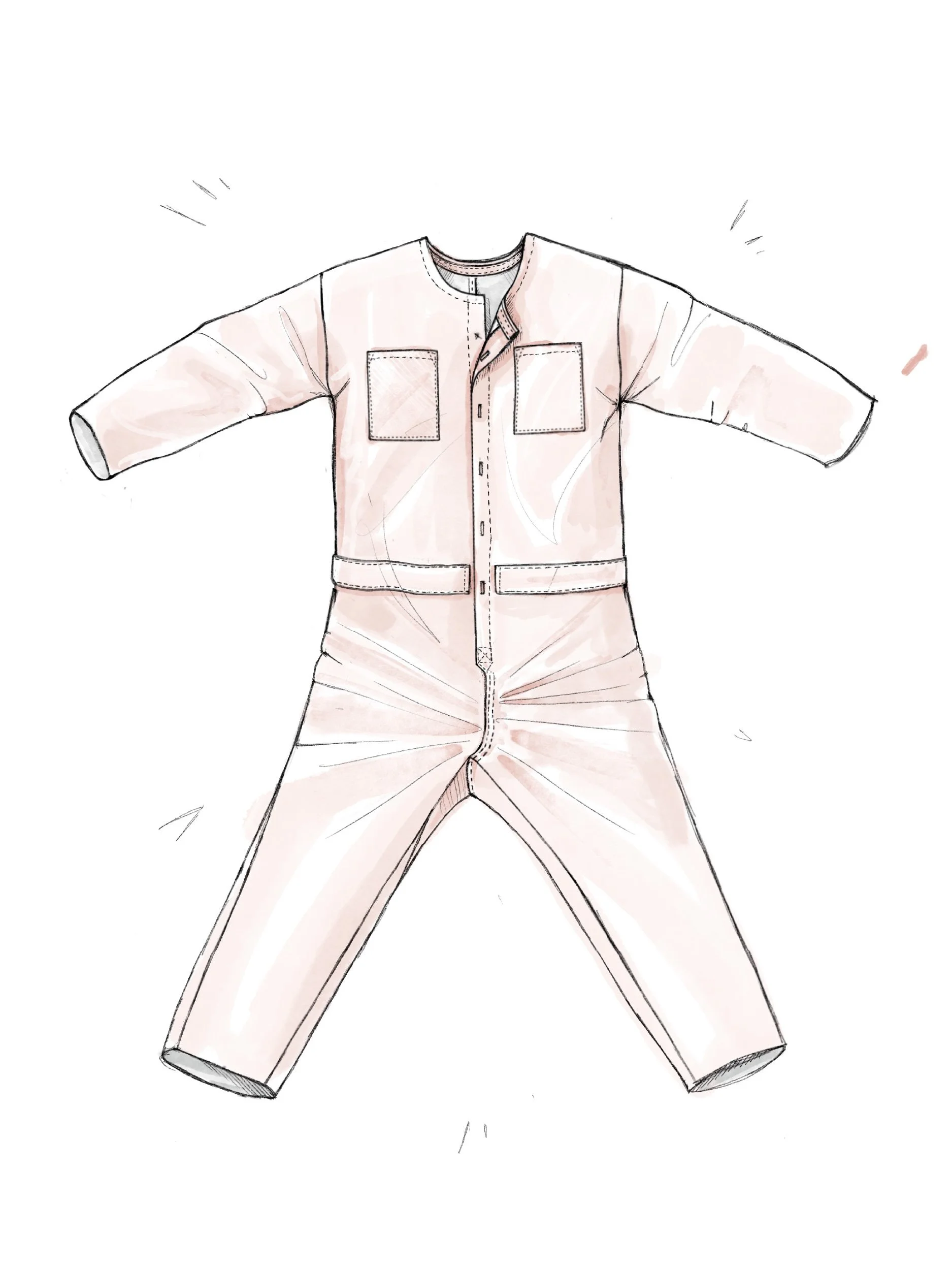 lazy jumpsuit illustration flat sketch