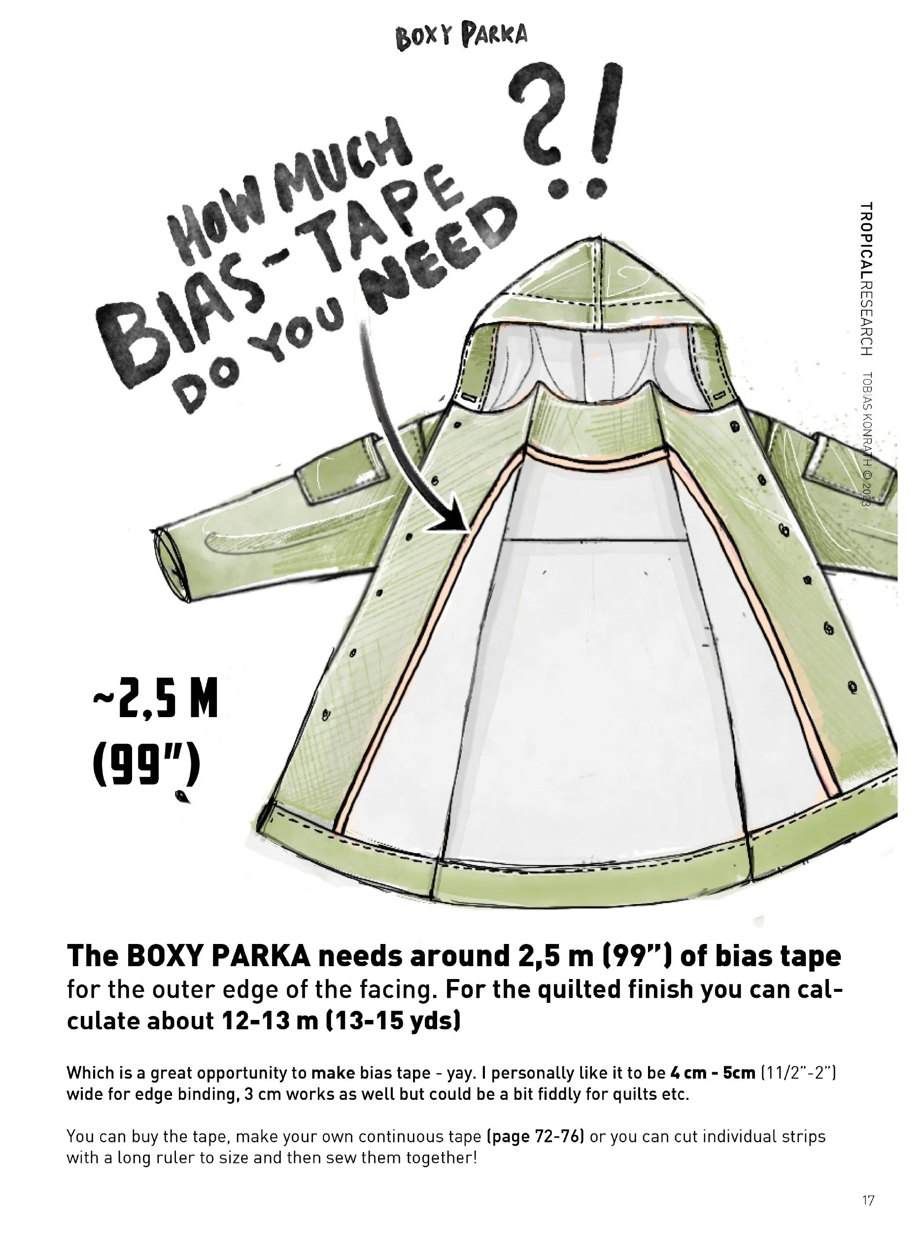 boxy parka tutorial illustration "bias tape"