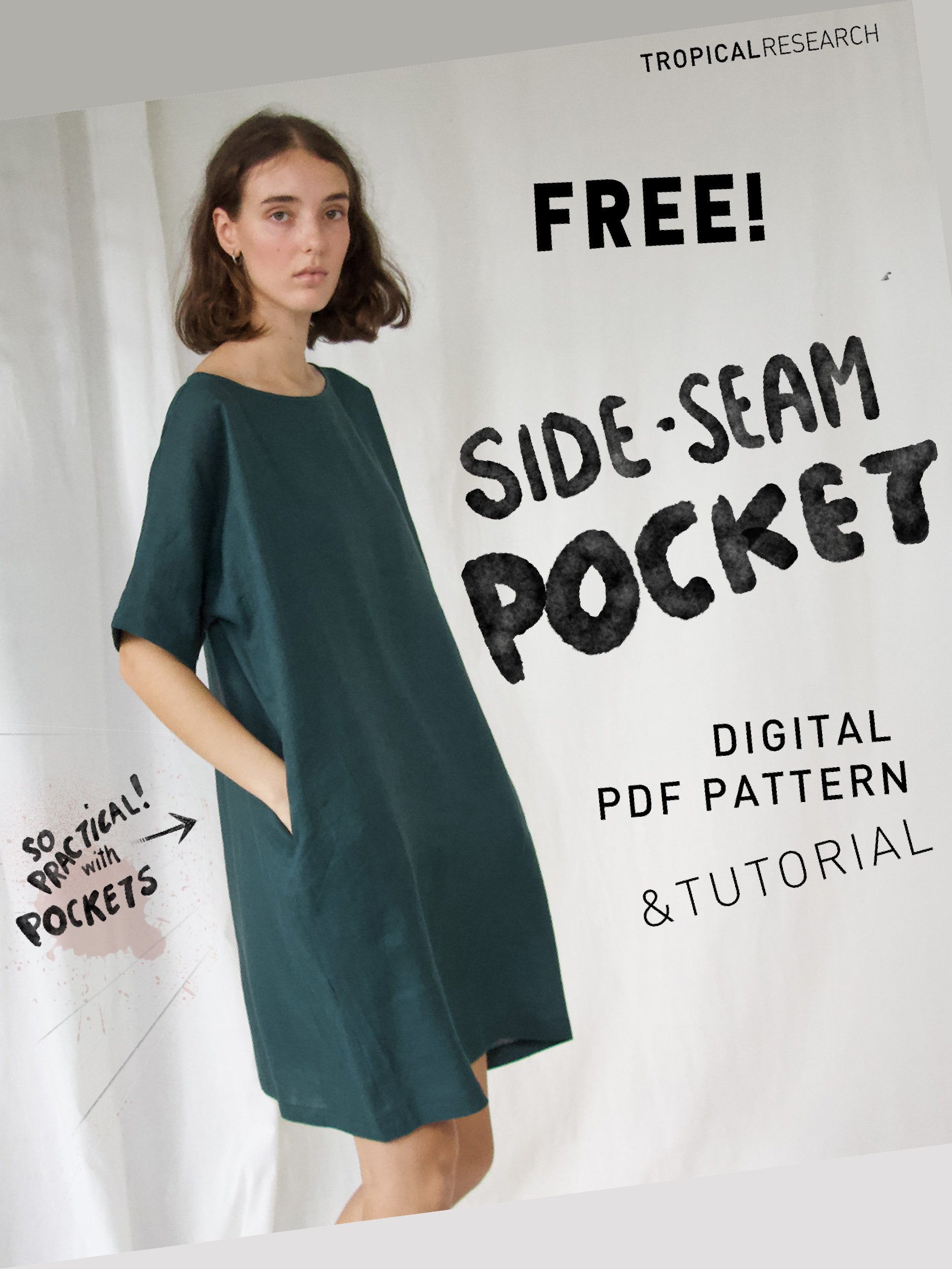 free side seam pocket cover image - model wearing a tshirt tunic with her hands in the side seam pockets