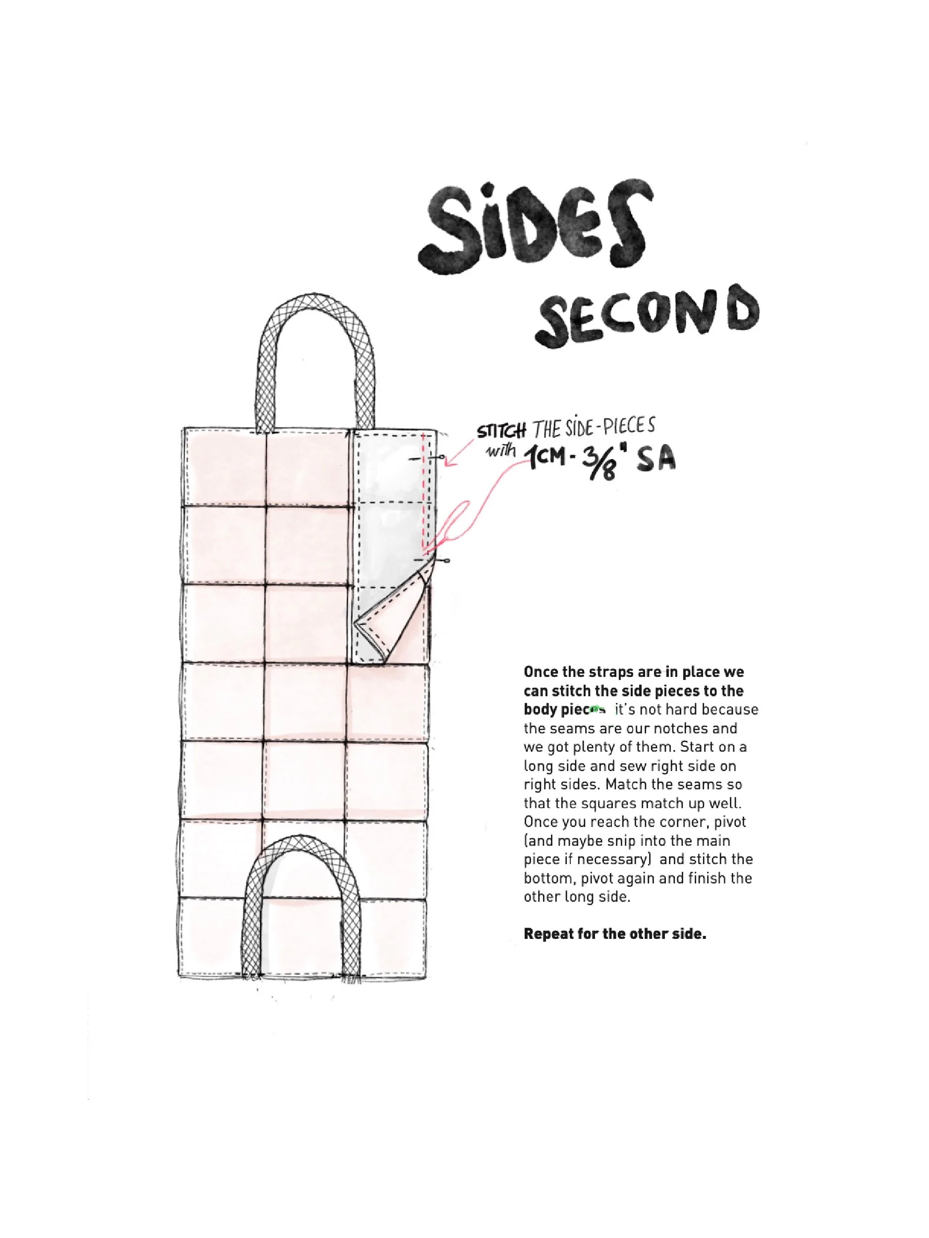 cozy tote quilted version tutorial illustration