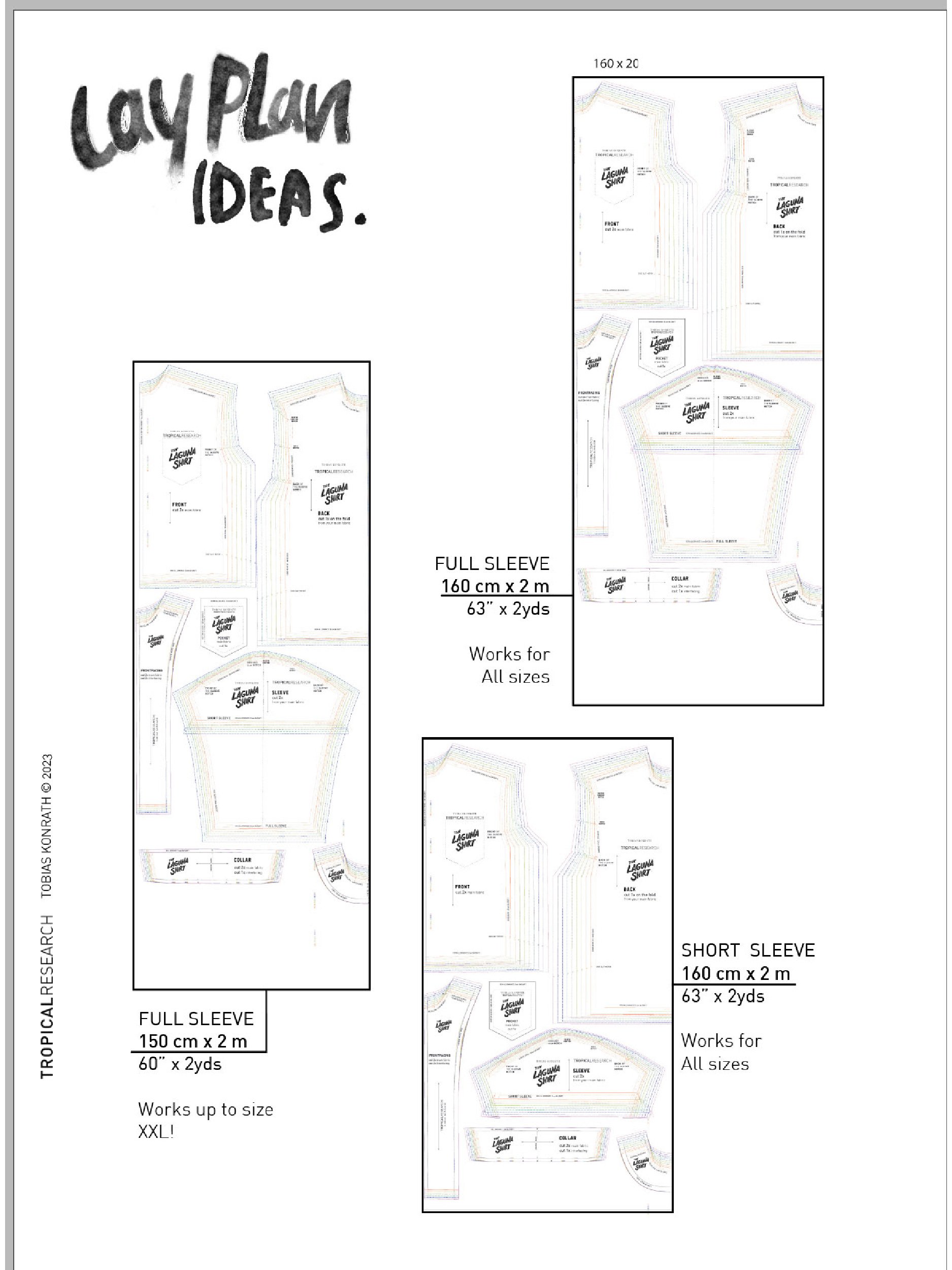 laguna shirt - cutting layouts - fabric requirements