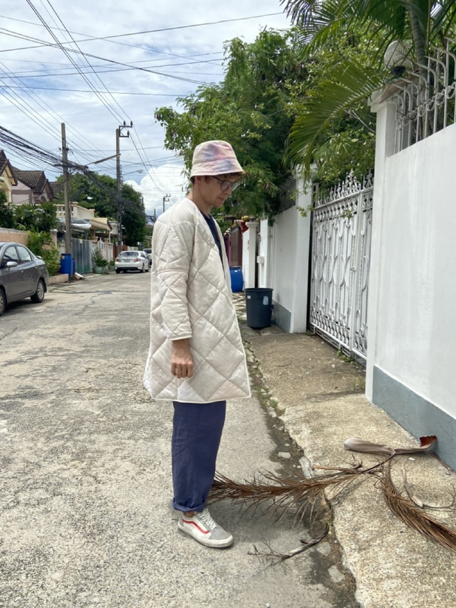 bucket hat and cozy coat