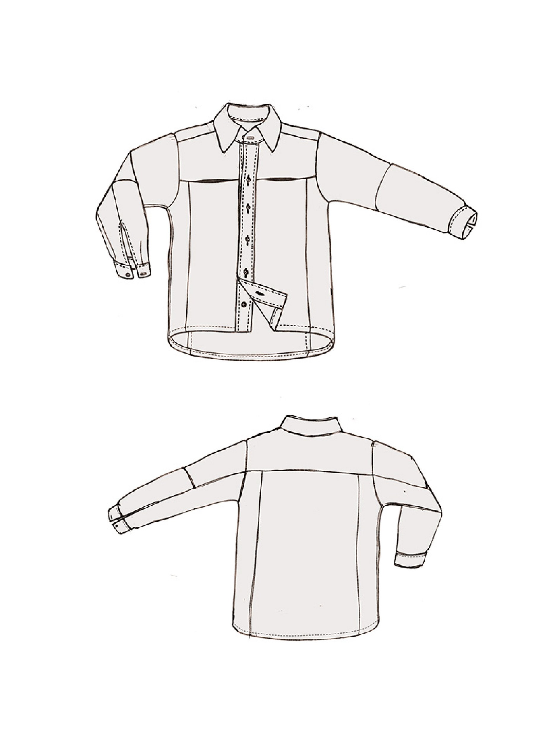 Adventure Shirt flat drawing concealed pocket view