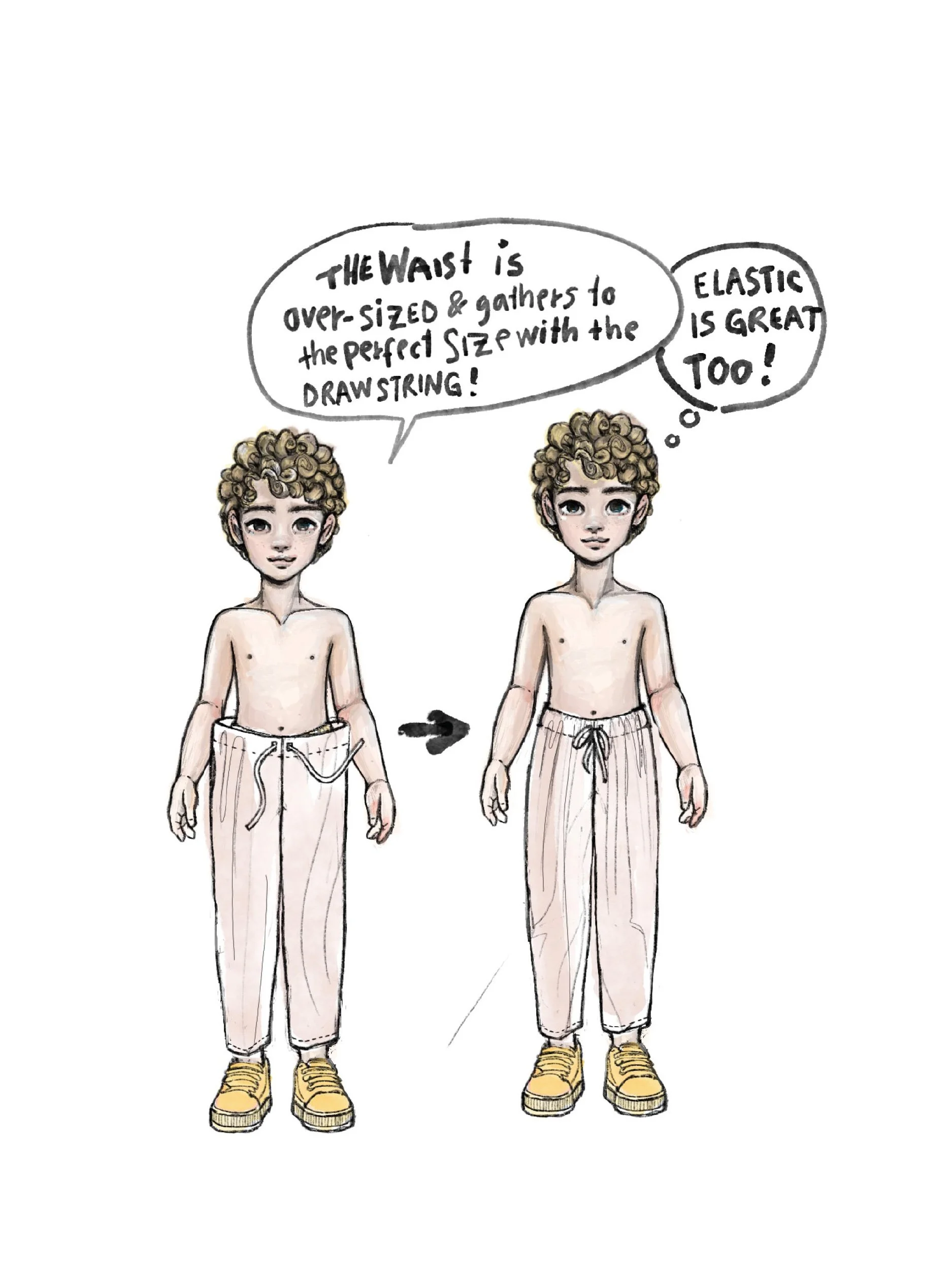 lazy pants for Kids - drawstring illustration