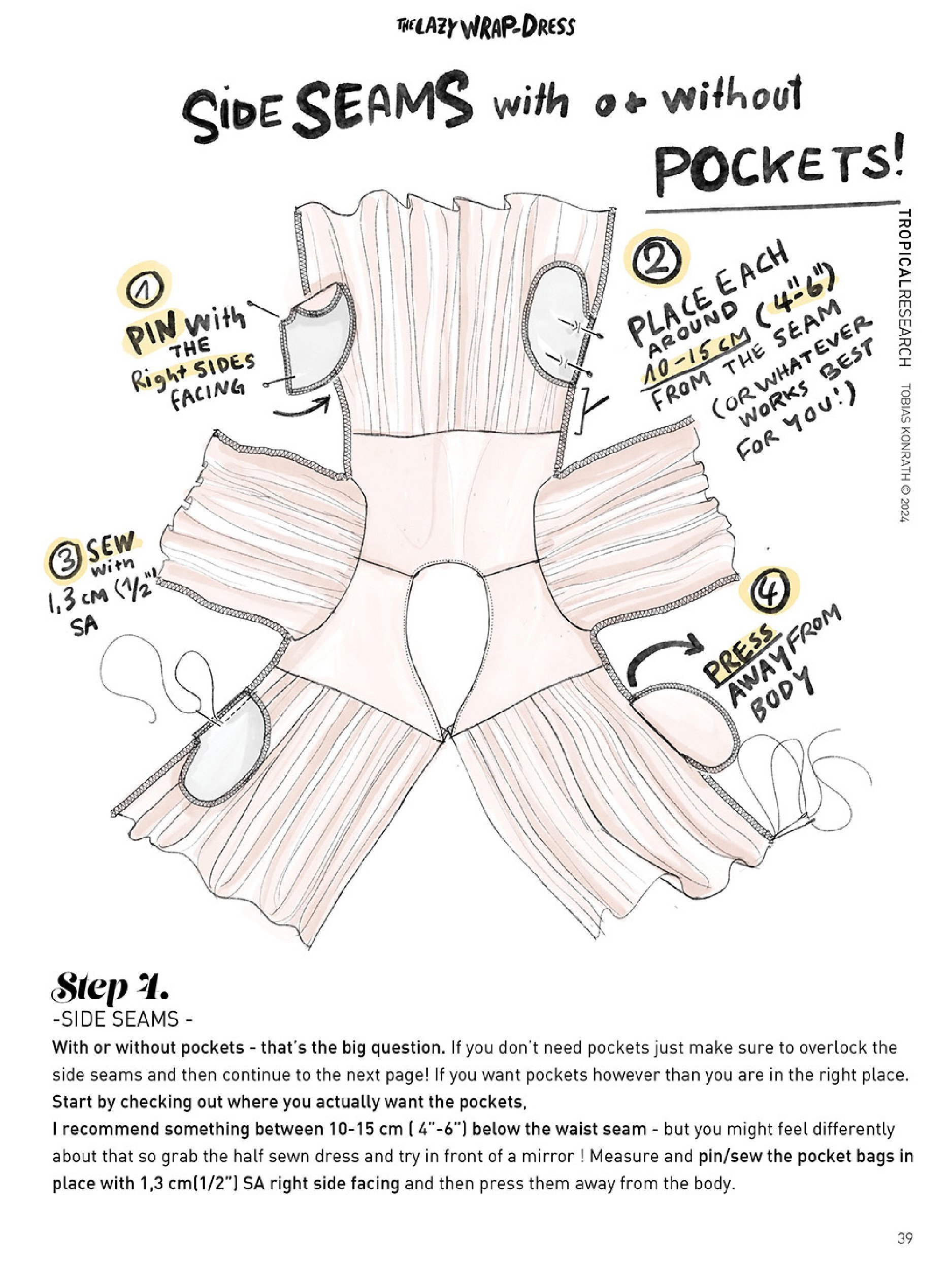 lazy wrap dress tutorial illustration