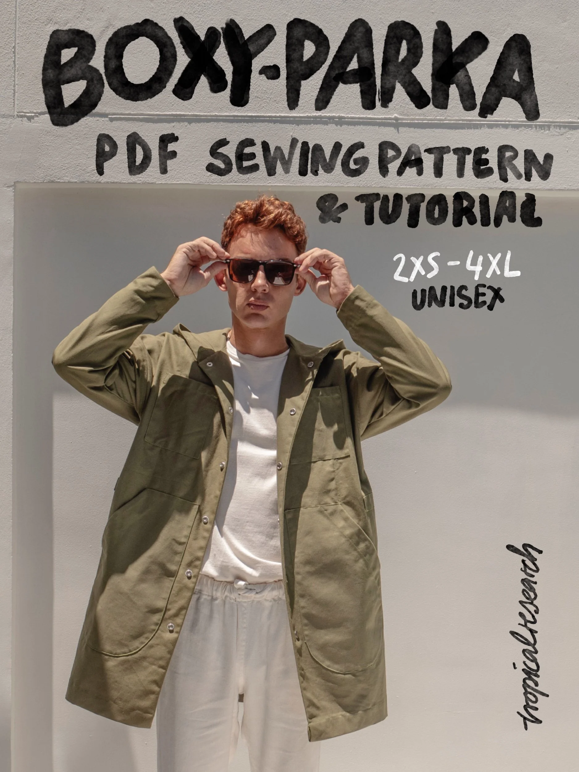 Boxy Parka Cover image with male model wearing a green Parka