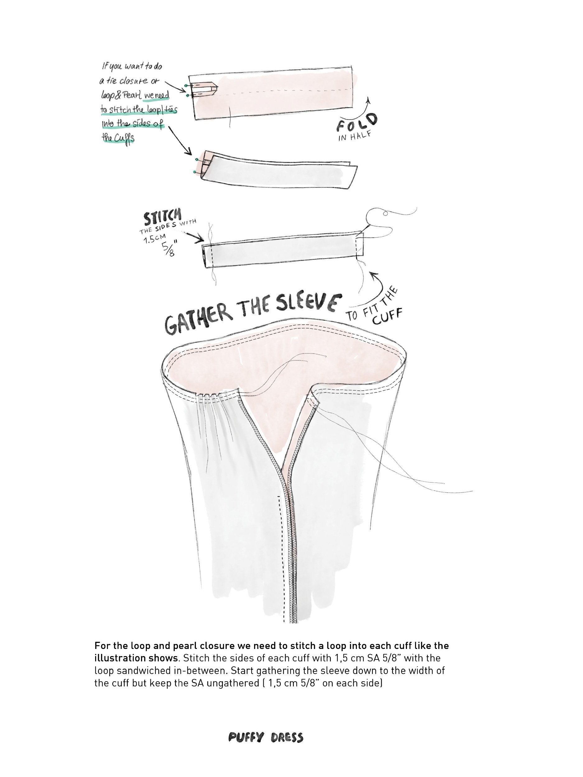 puffy dress tutorial illustration