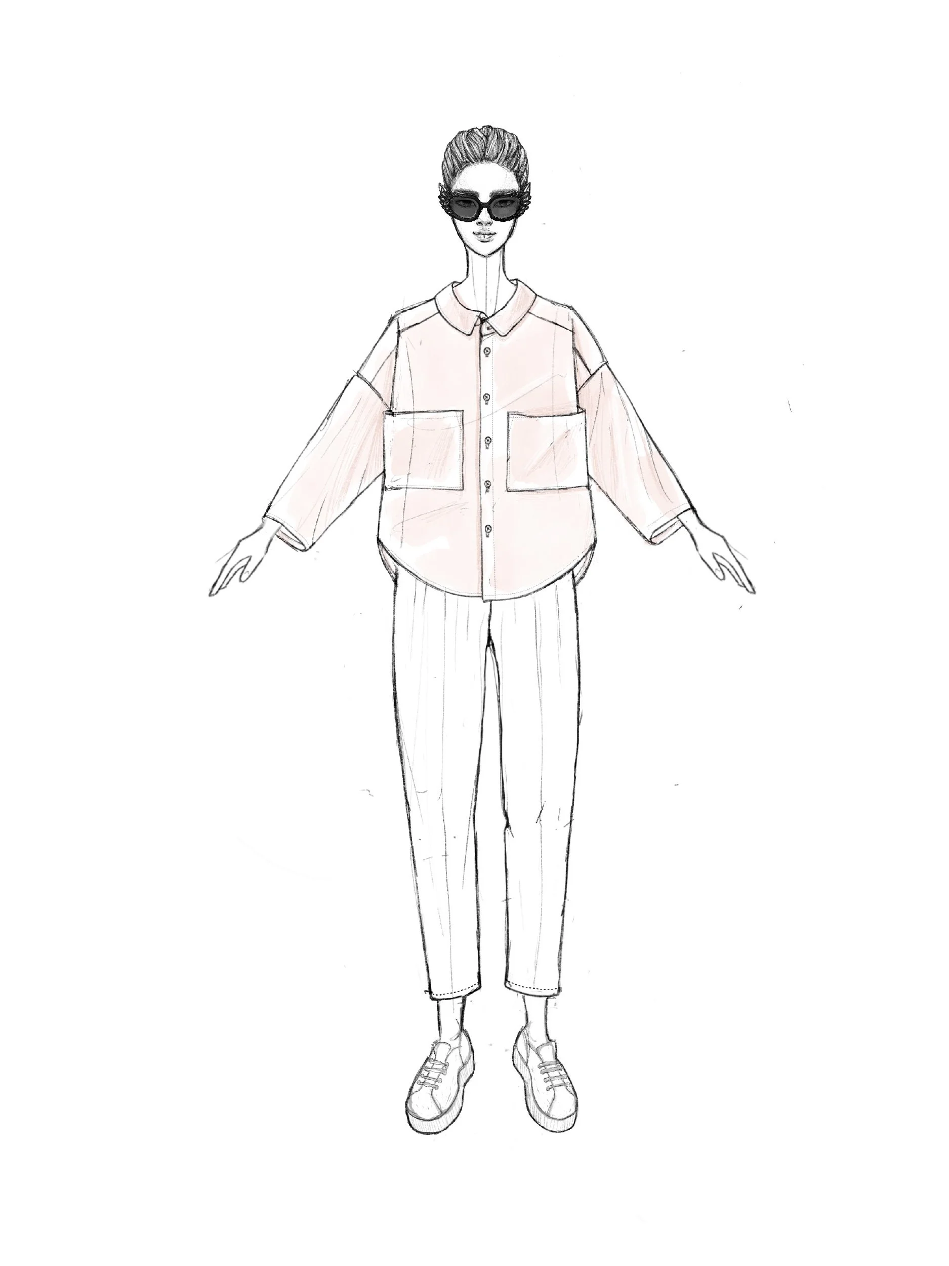 minimalist shirt short version fashion sketch