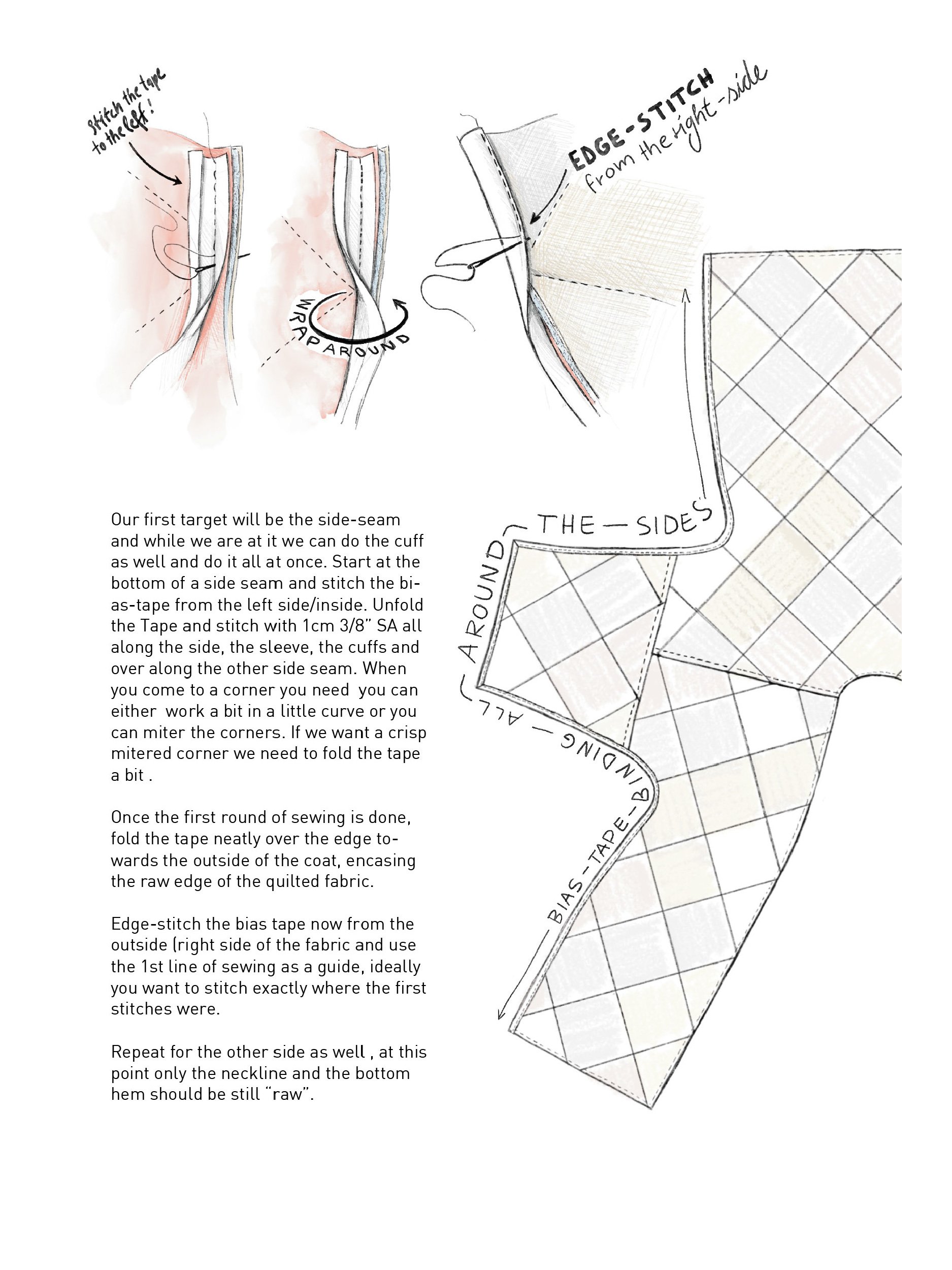 cozy coat tutorial illustration : quilting