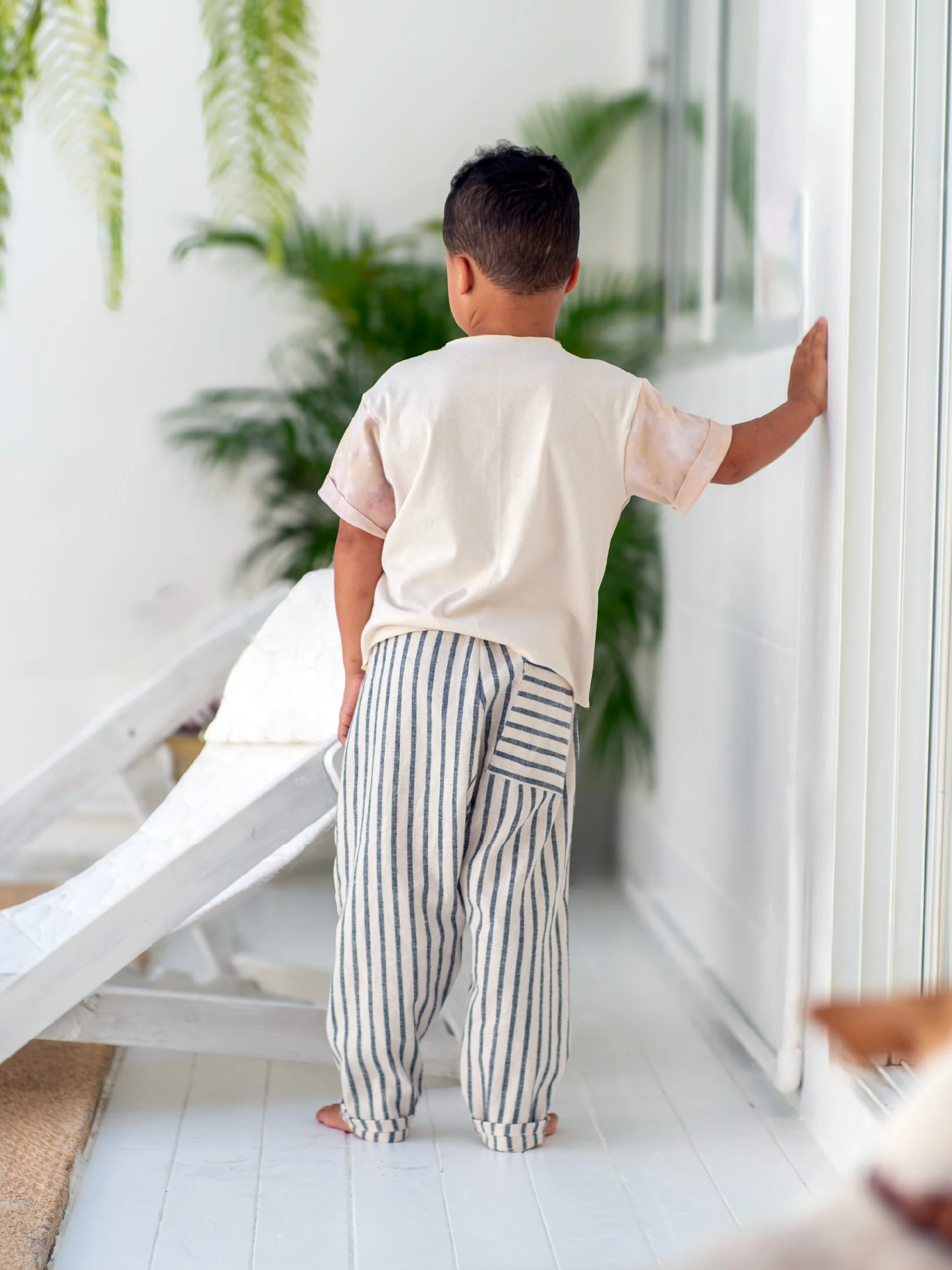 lazy pants for kids model image - back view patch pocket