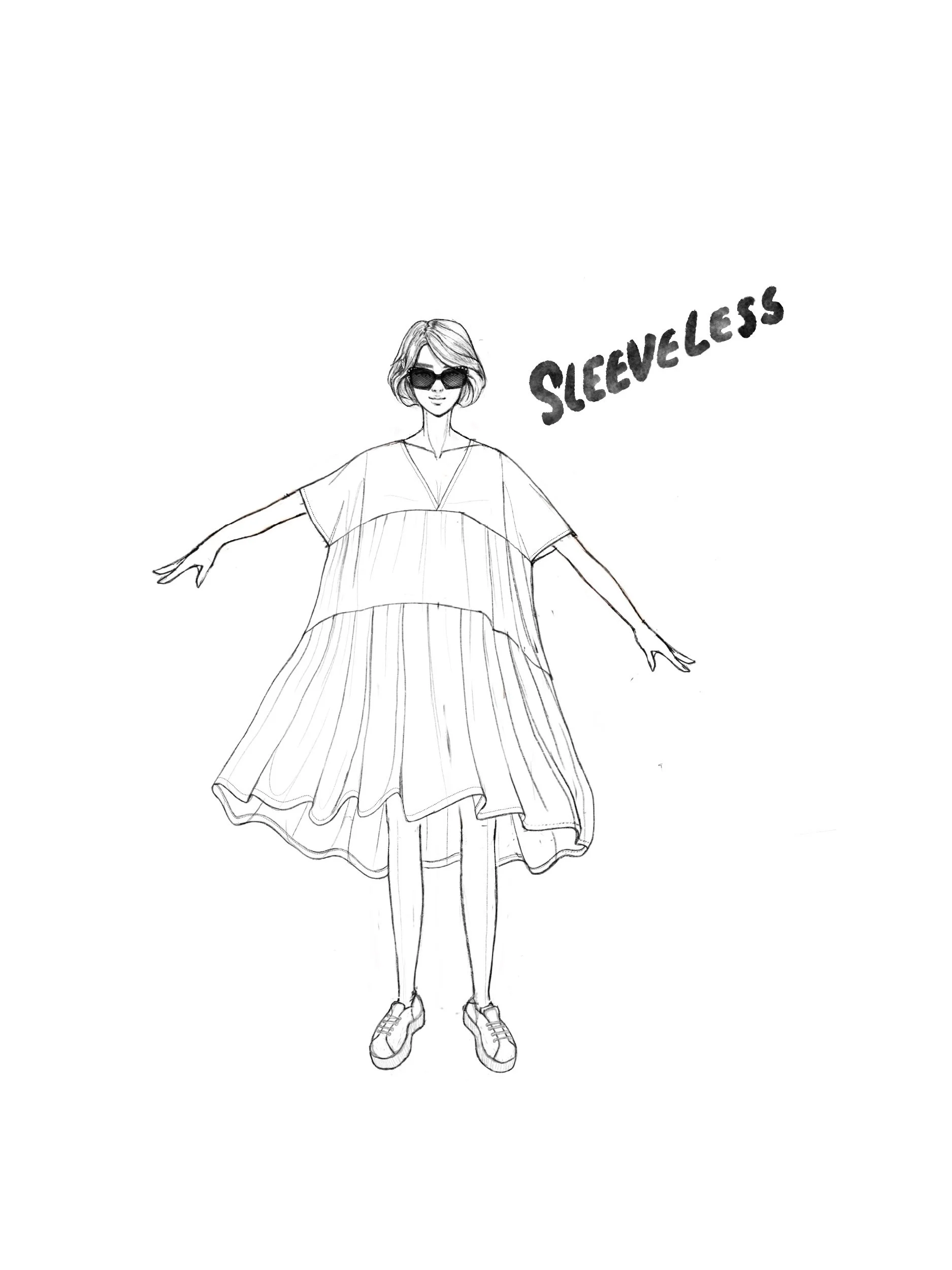 puffy dress illustration - sleeveless view