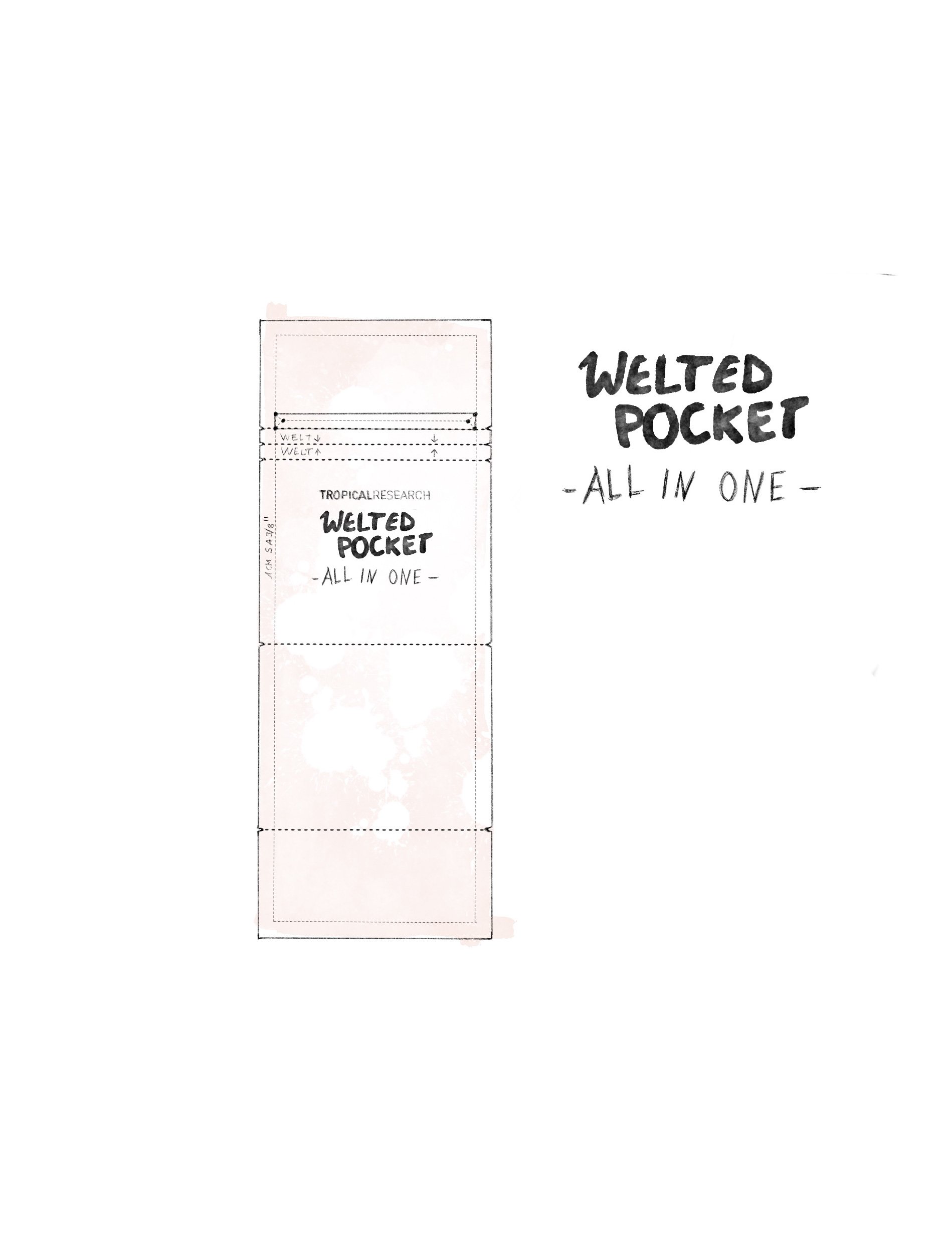 all in one welted pocket pattern piece illustration