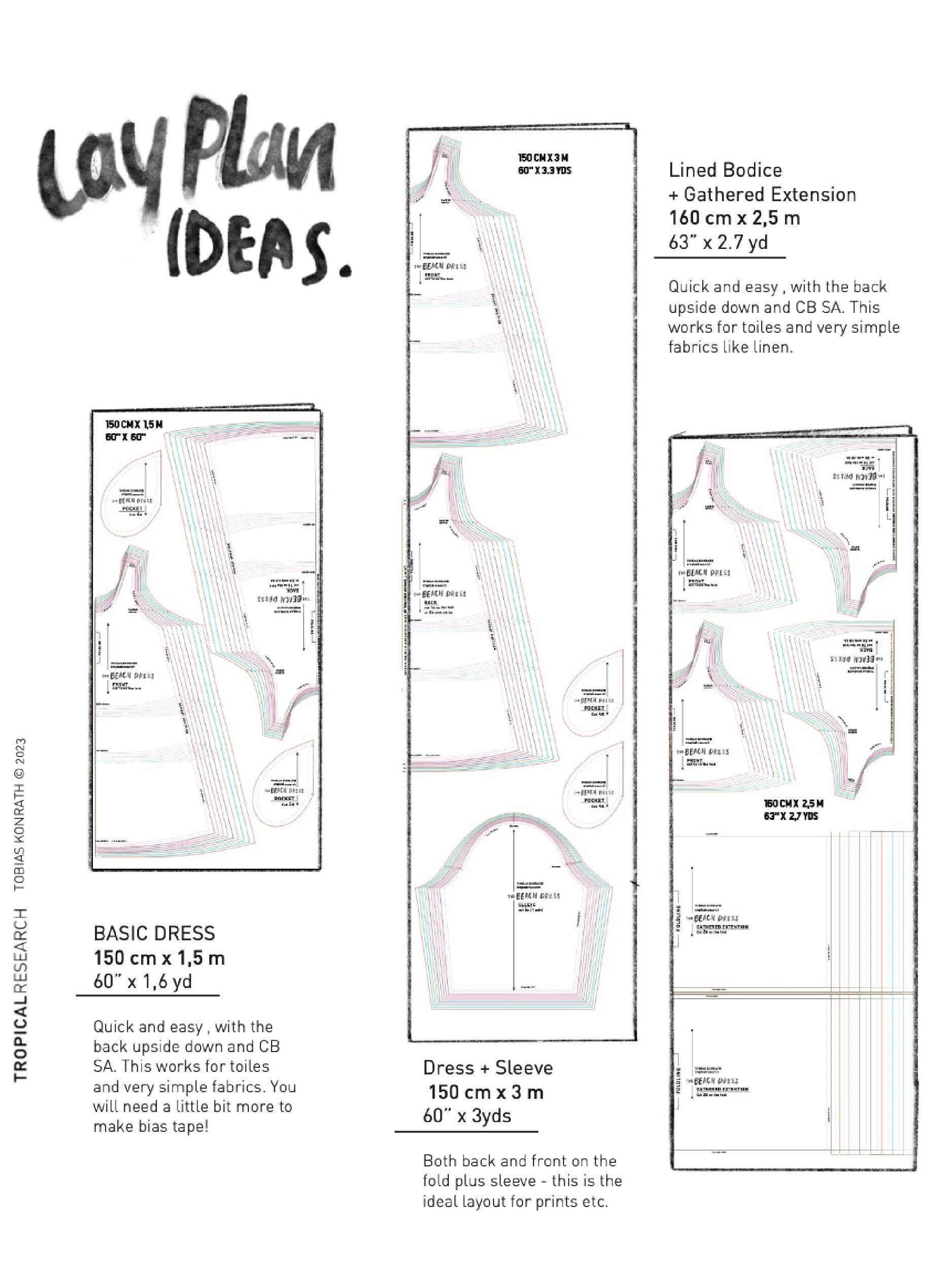 beach dress - cutting layout and material consumption