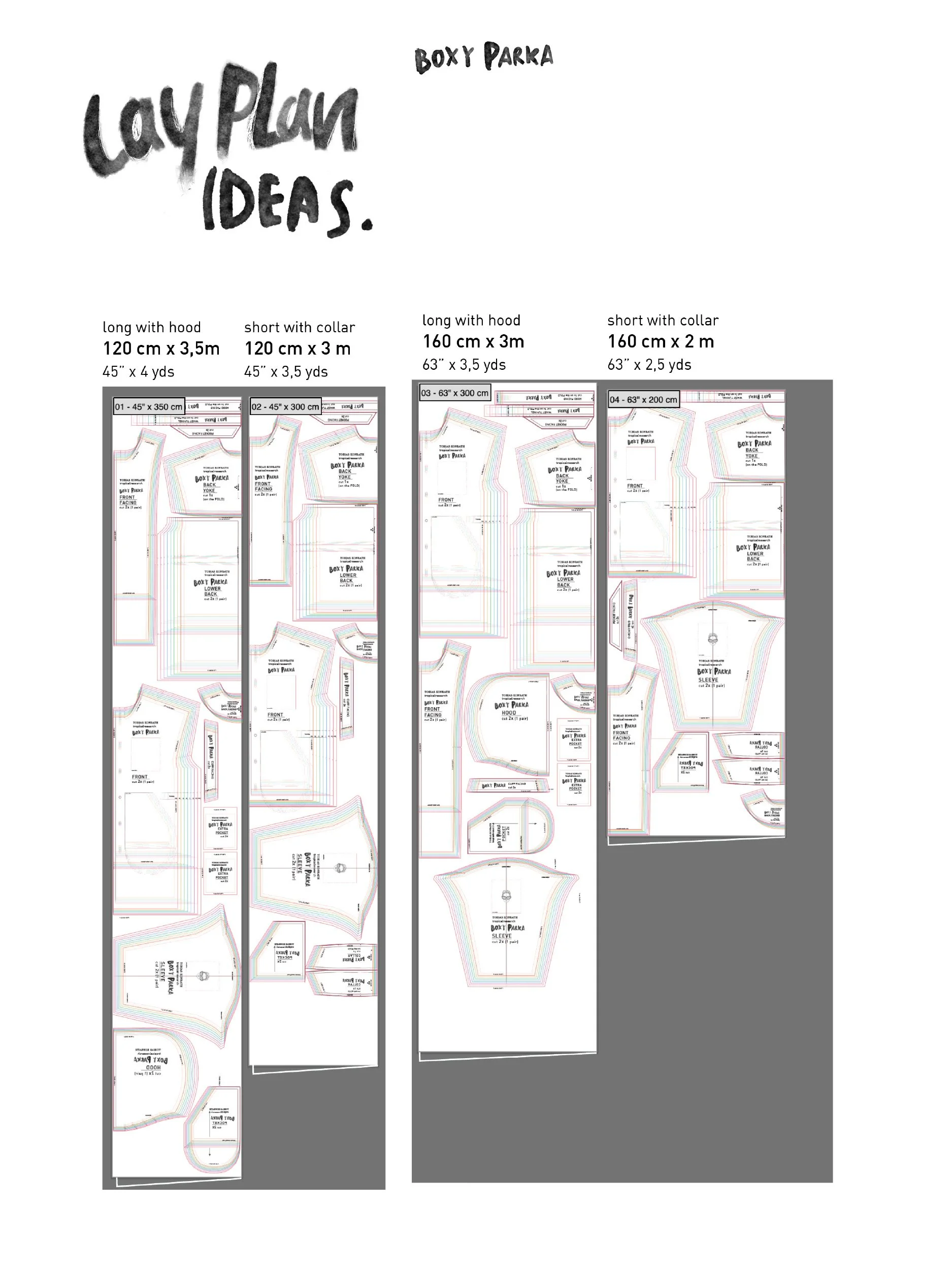boxy parka cutting layout and material consumption