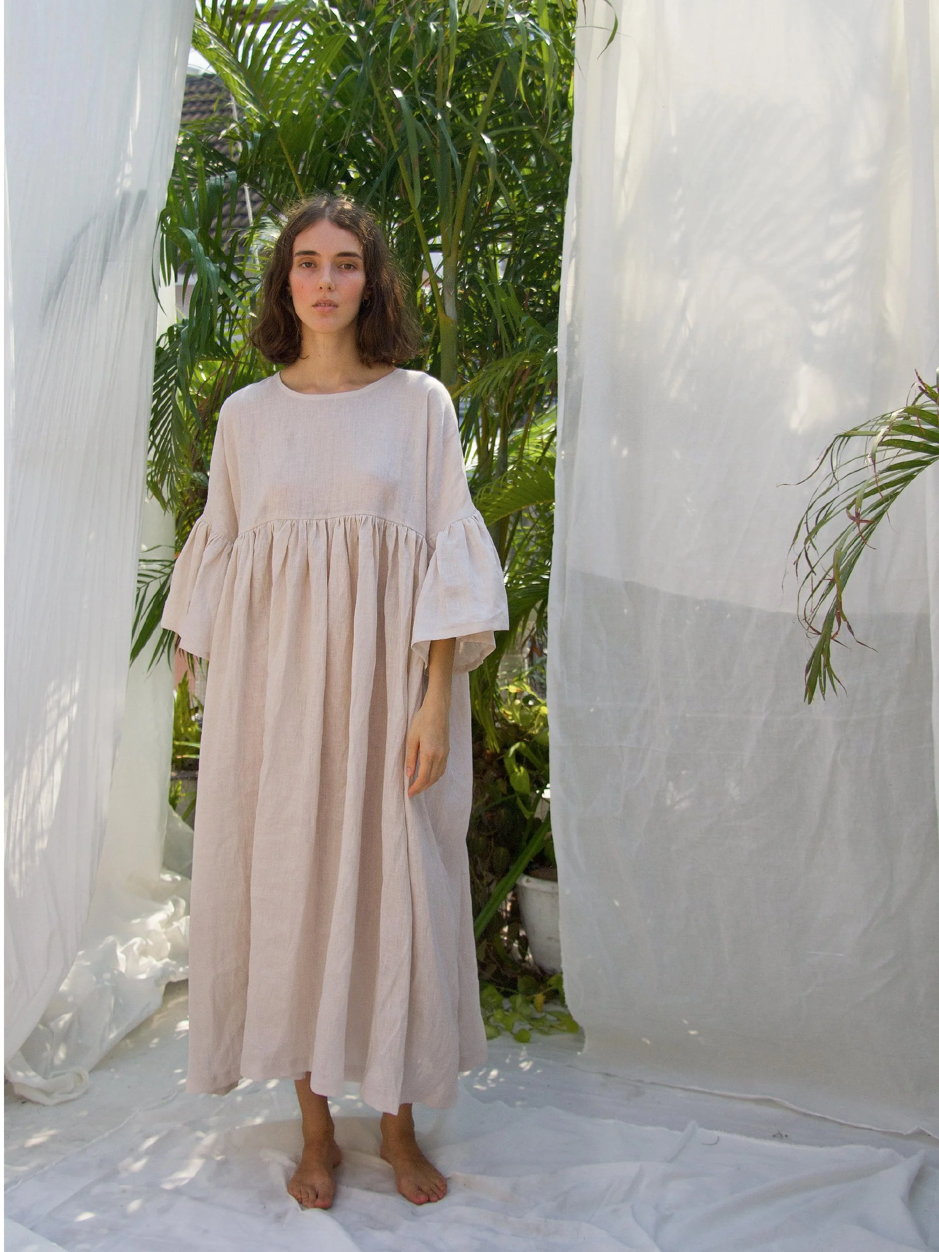 model wearing aria dress front view