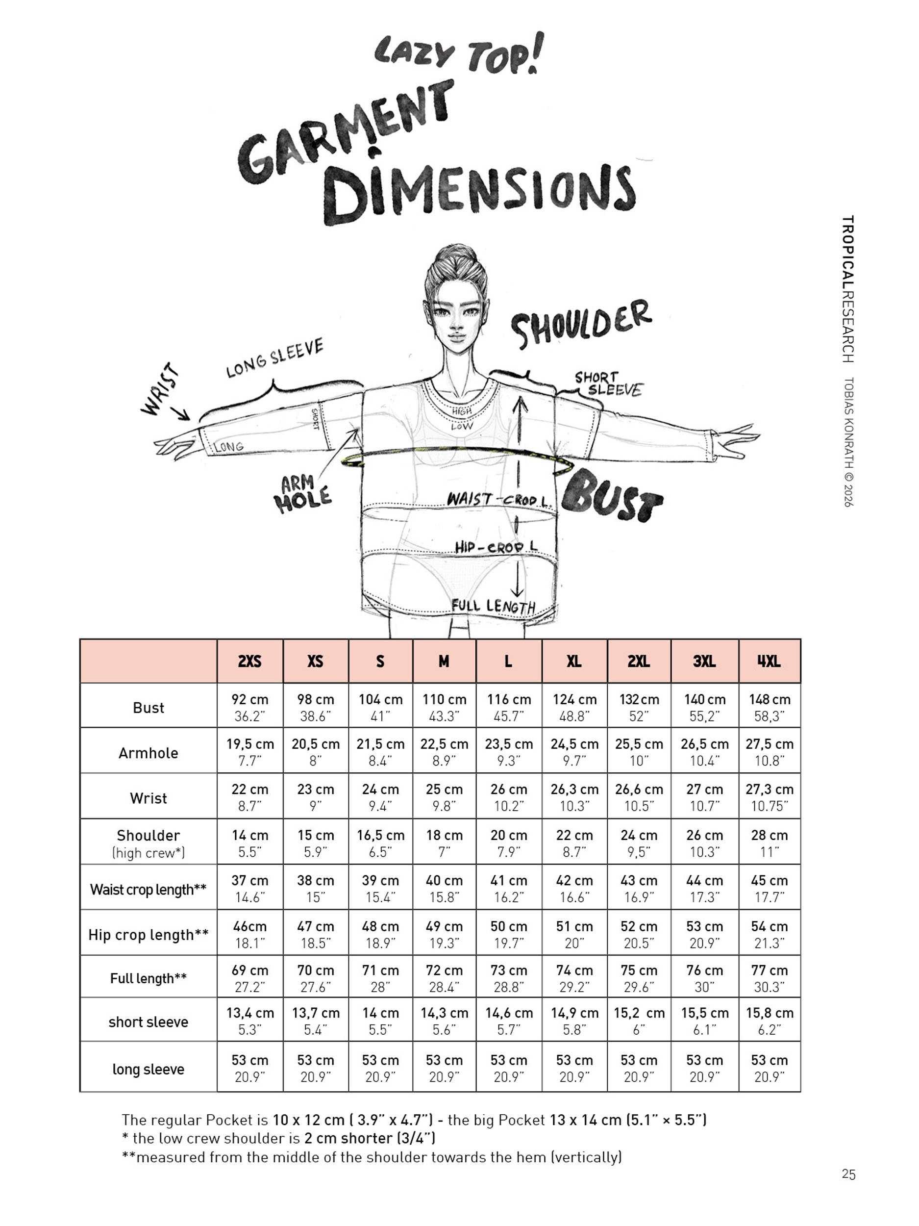 LAZY top tutorial : garment dimensions