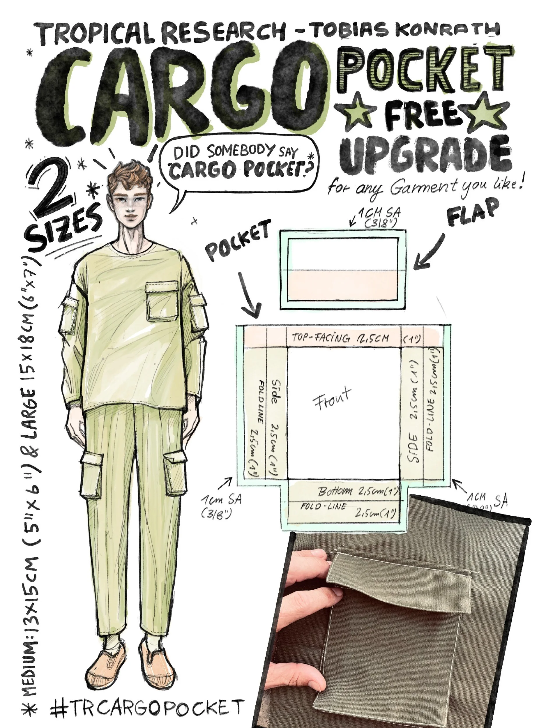 free cargo pocket pdf pattern illustrated cover image
