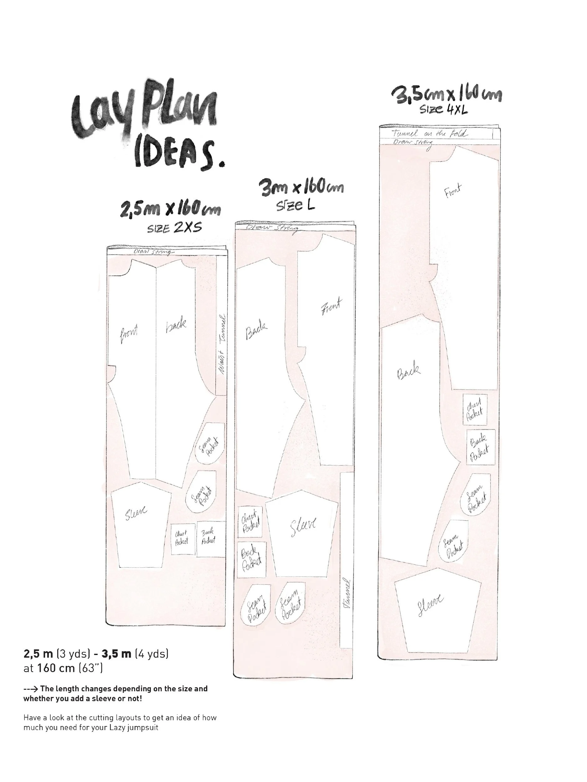 lazy jumpsuit cutting layout and  material consumption