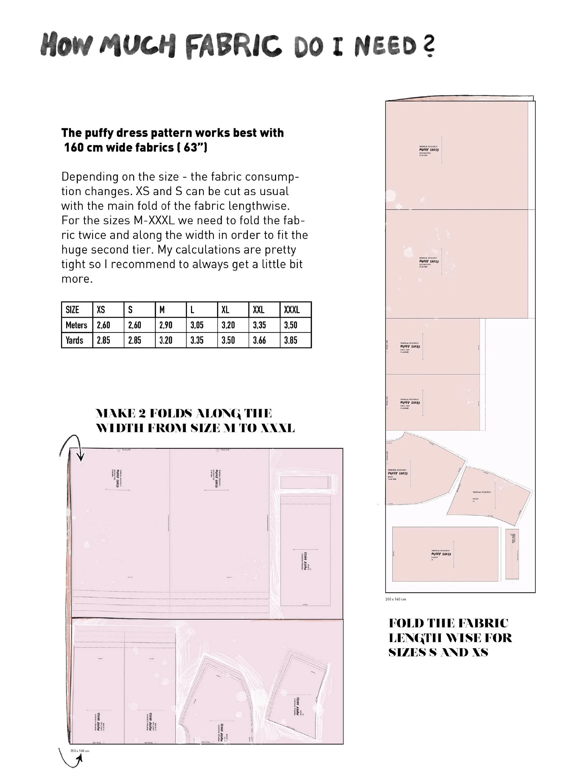 puffy dress tutorial cutting layout and material consumption