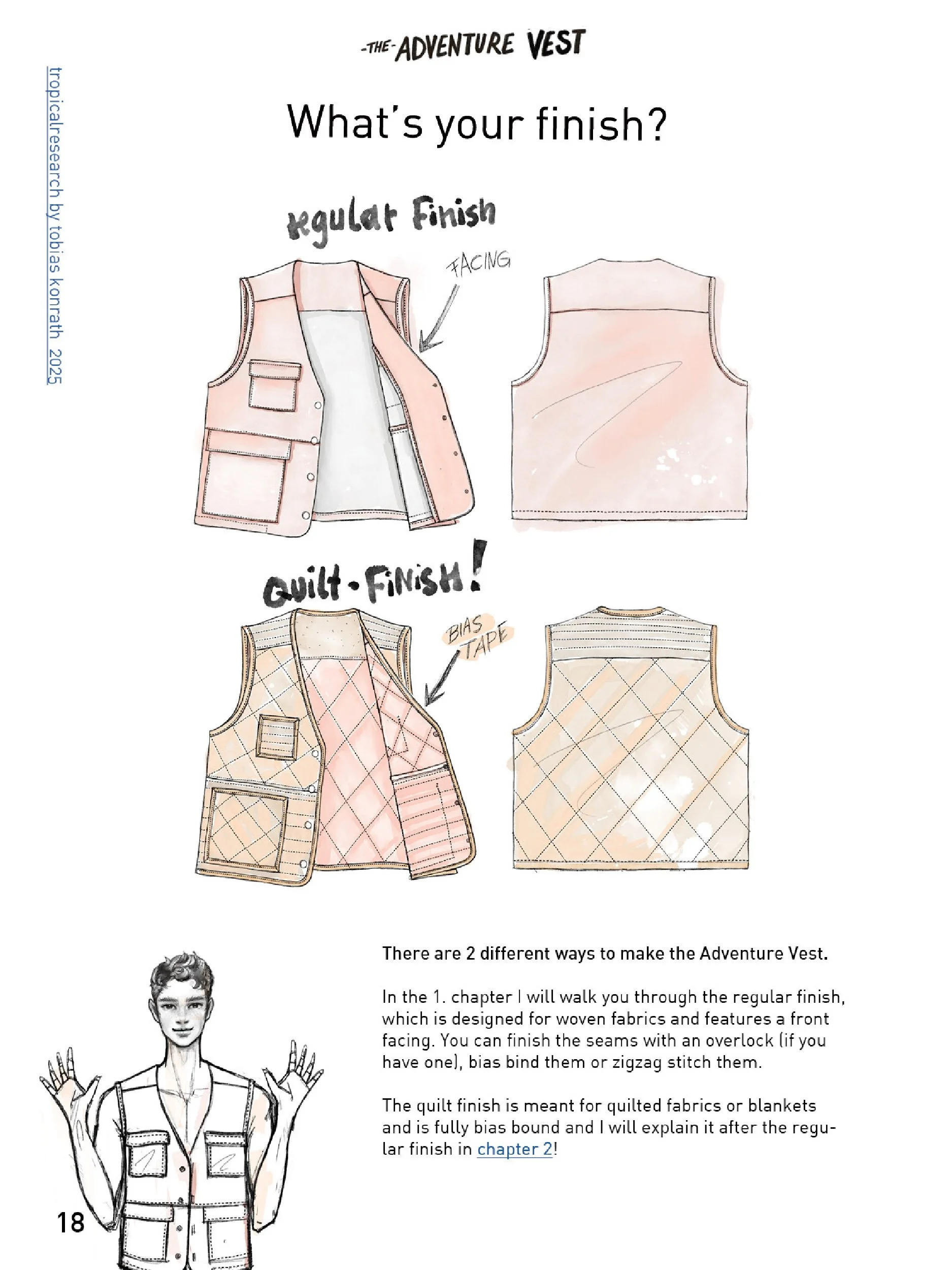 adventure vest illustration quilted vs regular finish