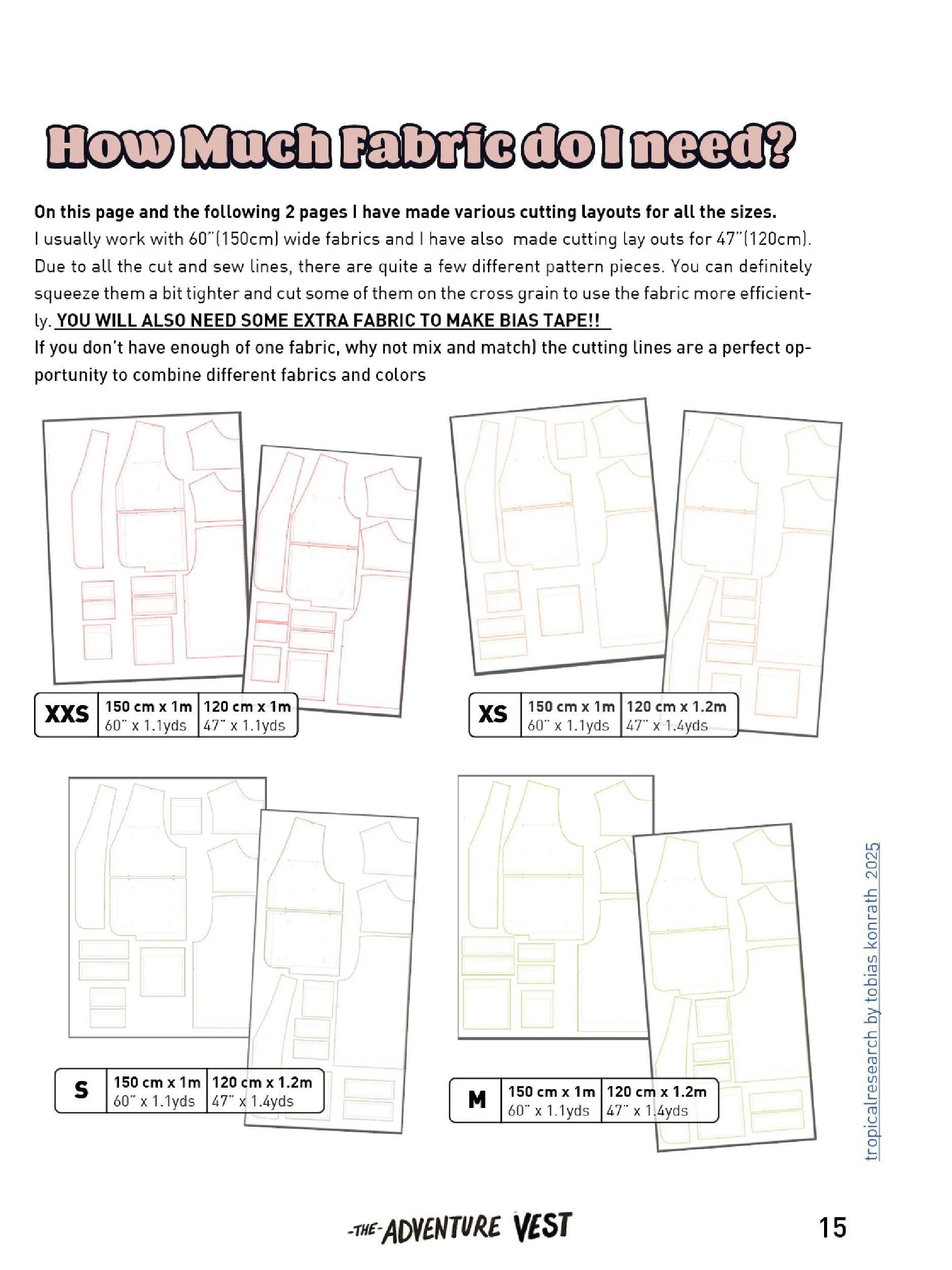 adventure vest tutorial lay plan ideas