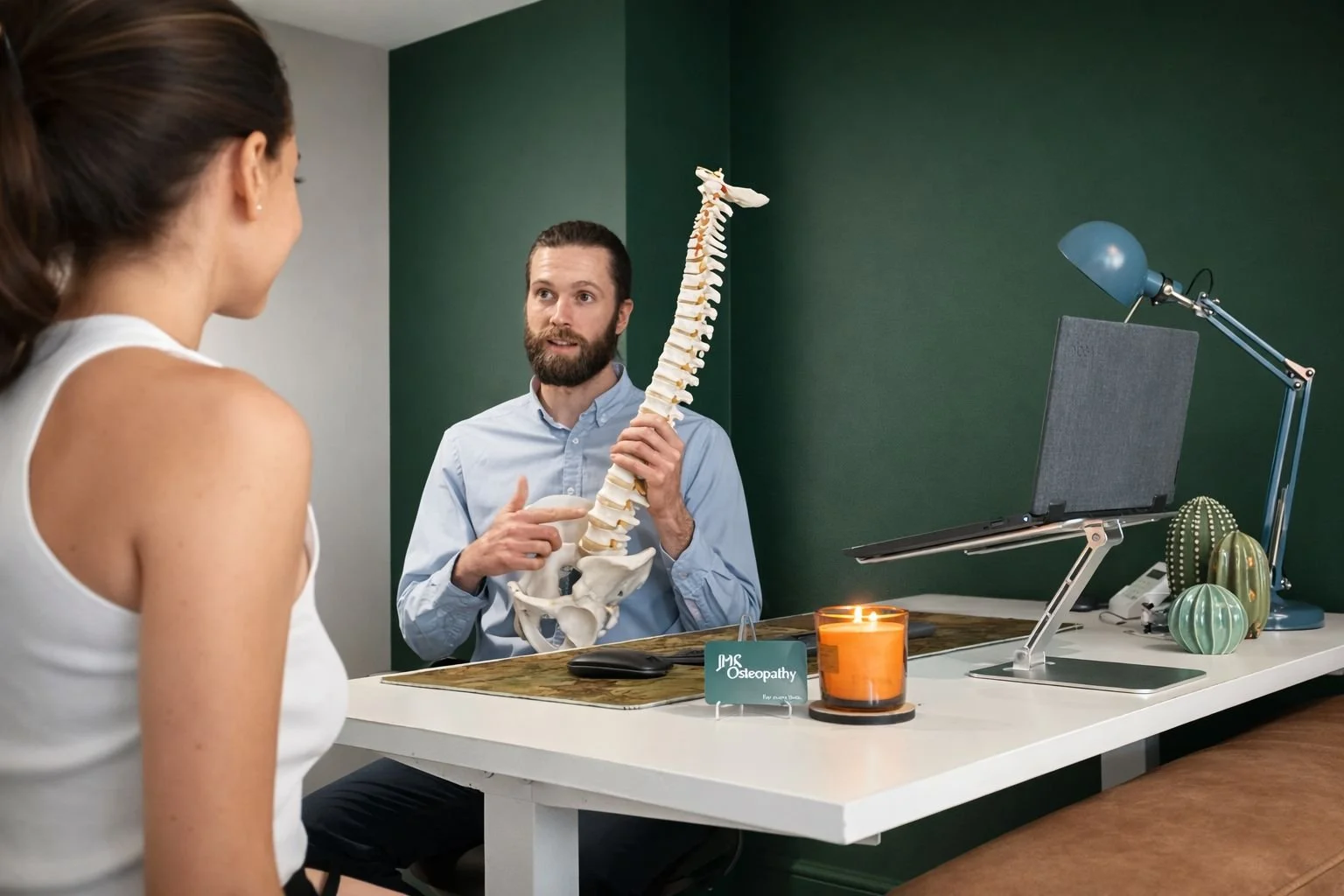 “Professional osteopath performing manual therapy on patient in Sheffield clinic”