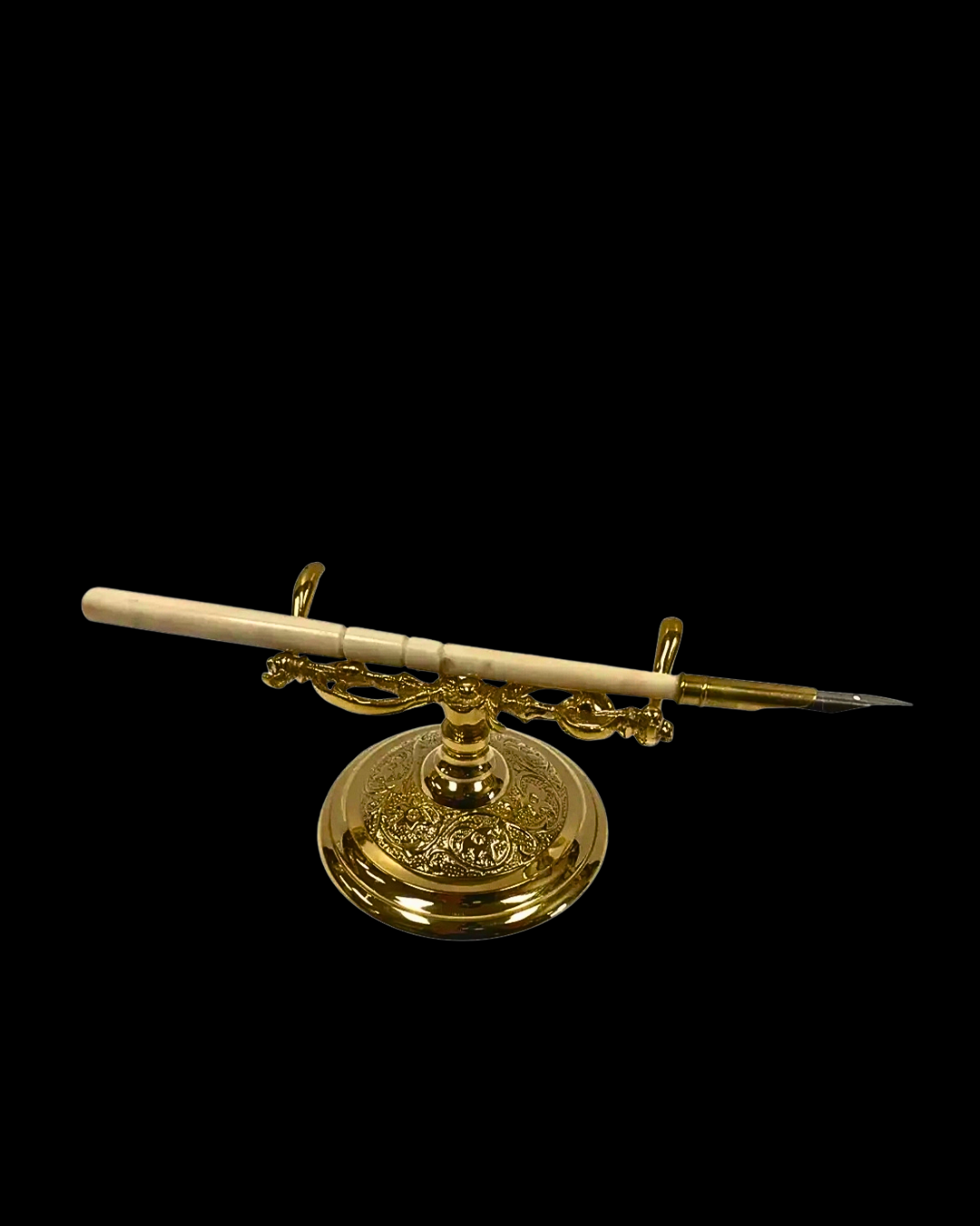 Brass Pen Stand with Bone Nib Pen
