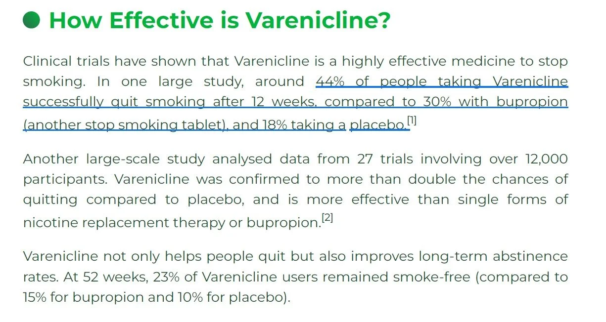 Effectiveness of Varenicline