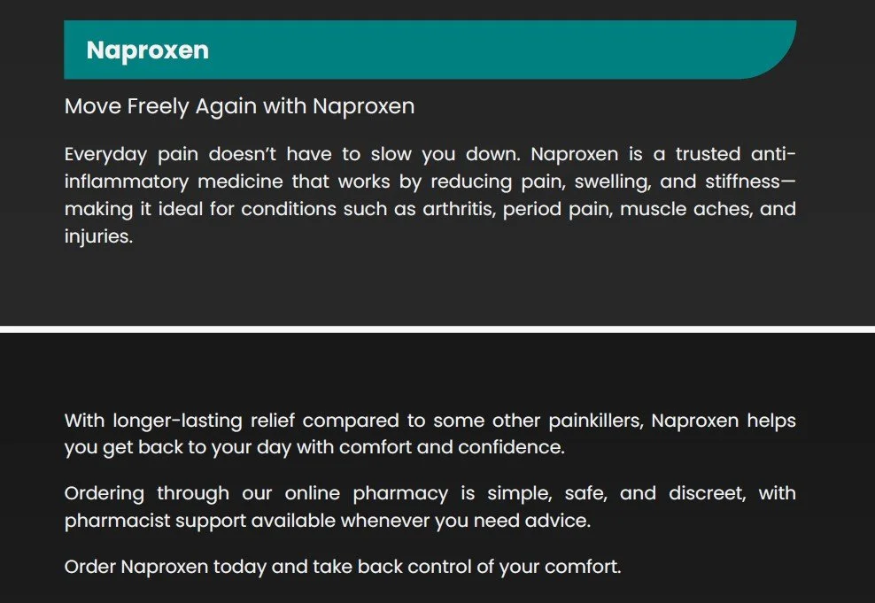 Naproxen copywriting