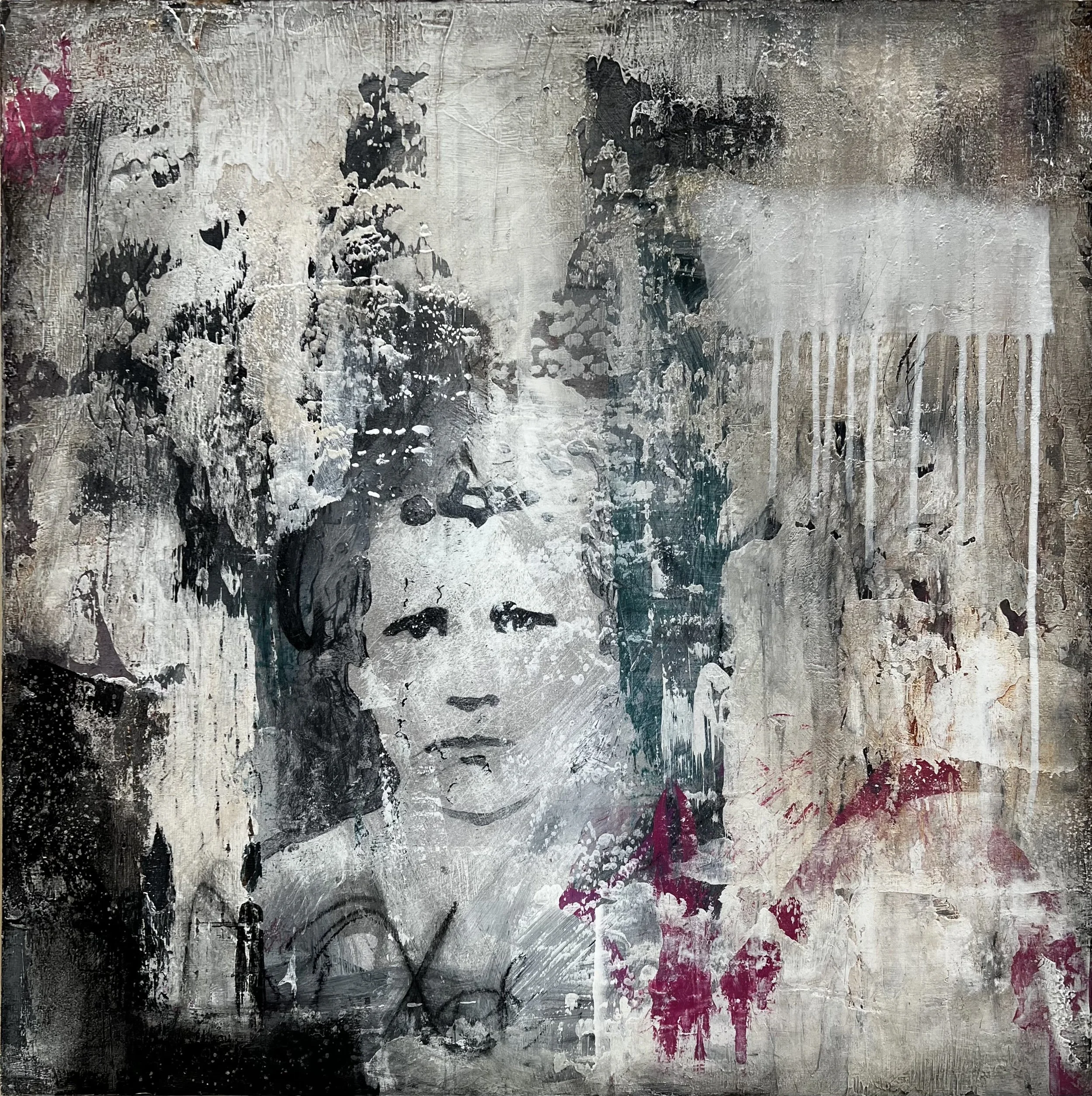 Danny Kaye, oil & cold wax on board, 50x50cm, £565