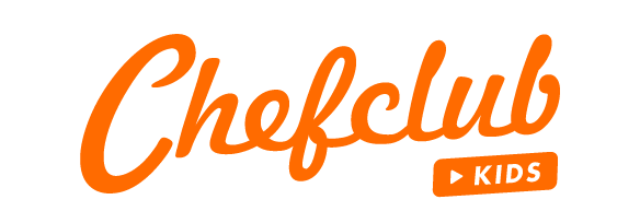 Logo avec le texte 'Chefclub Kids' en orange et noir.