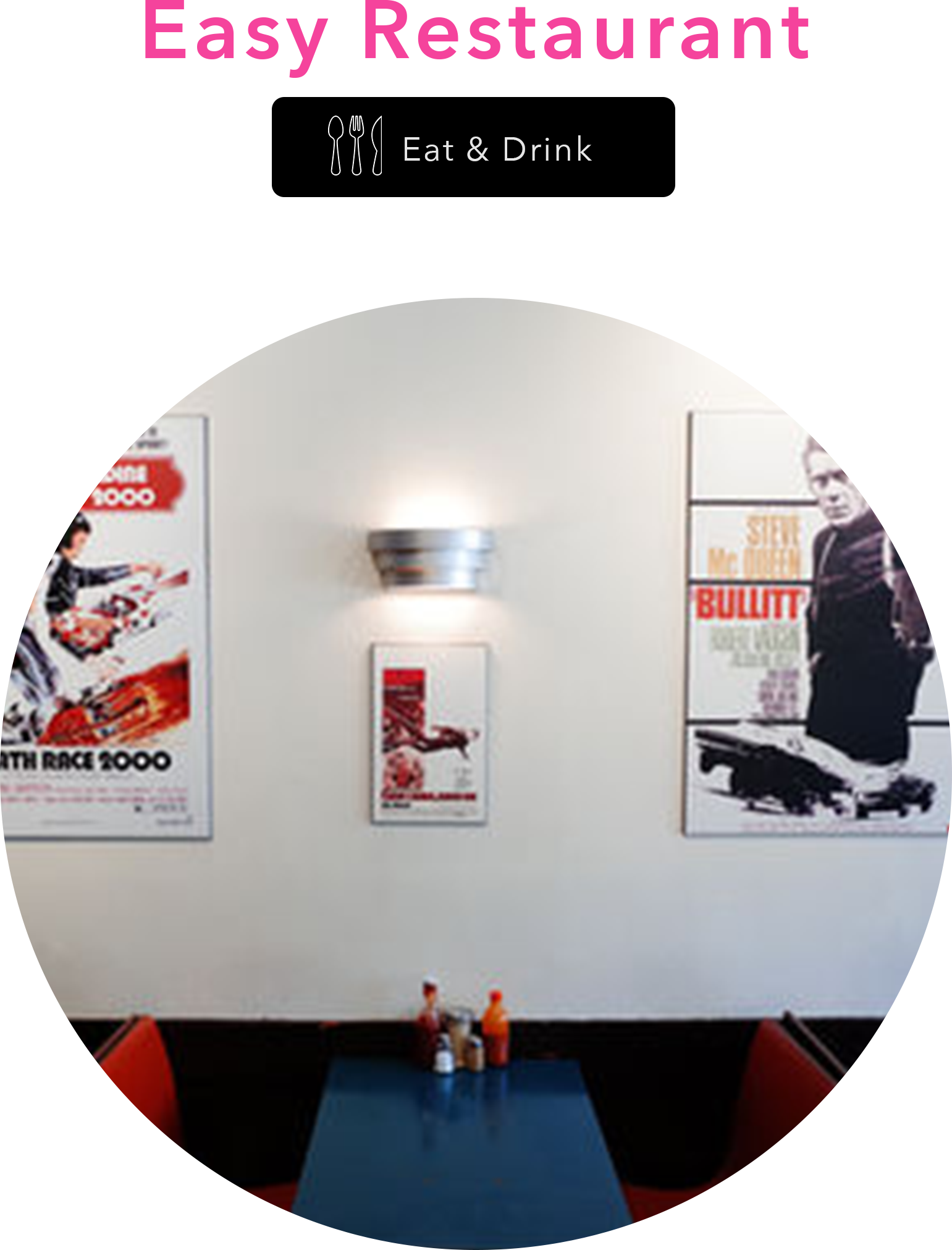 Retro booth with vintage posters.