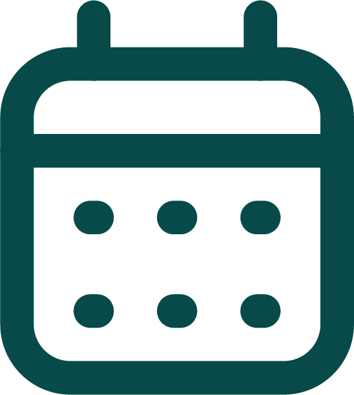 Icon of a calendar with a grid of six dots.
