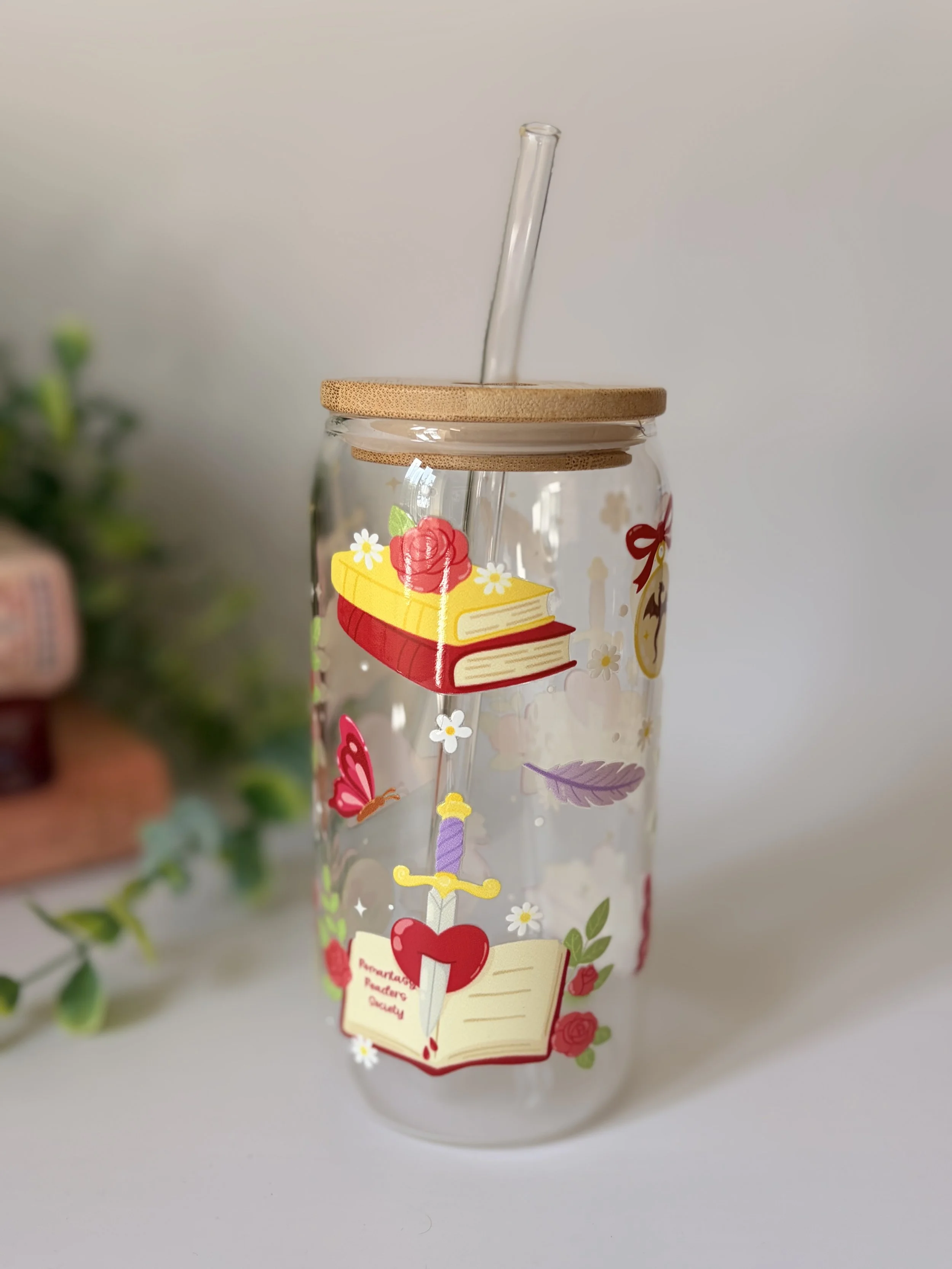 Witchy Fantasy Book Lover Glass
