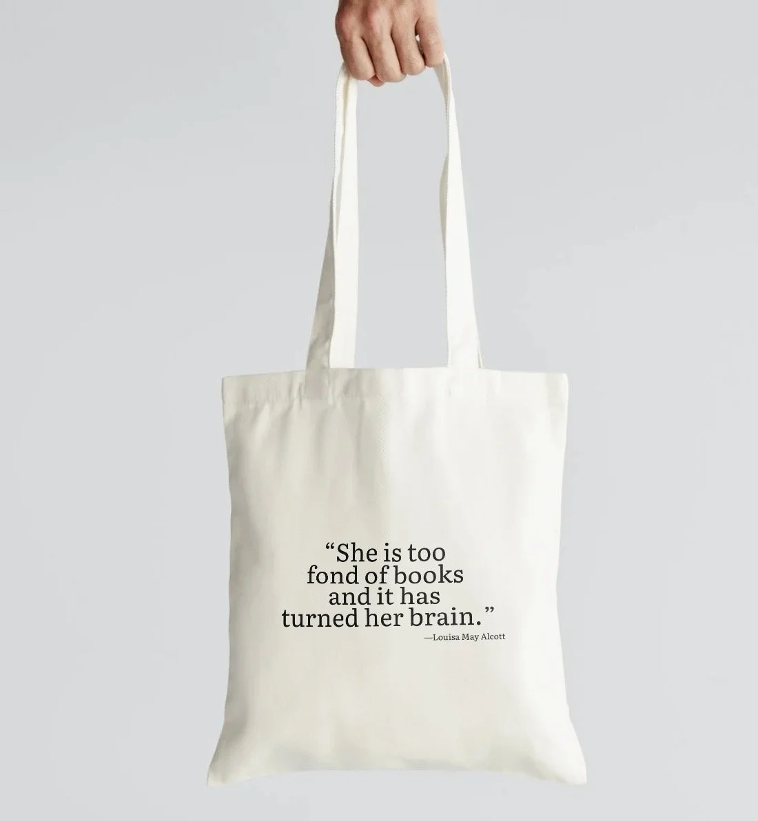 Bookish Louisa May Alcott quote canvas tote bag