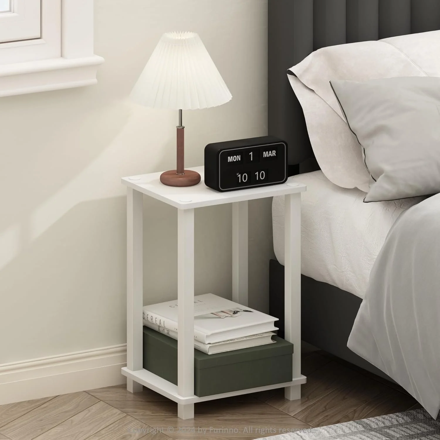 Furinno Simplistic Night Stand, 2-Tier Small Nightstand